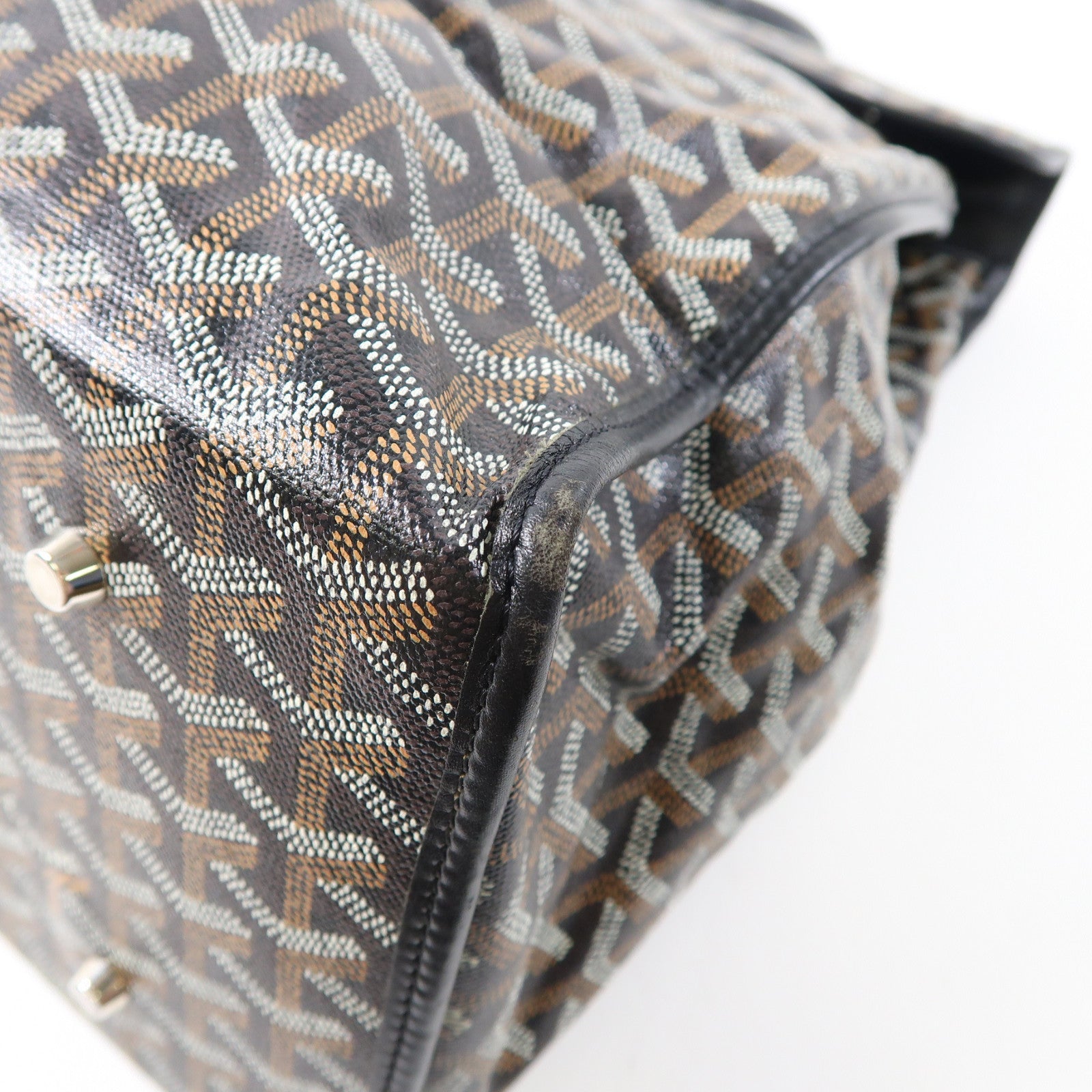 GOYARD 塗層帆布St. Lucie銀扣手挽袋黑色