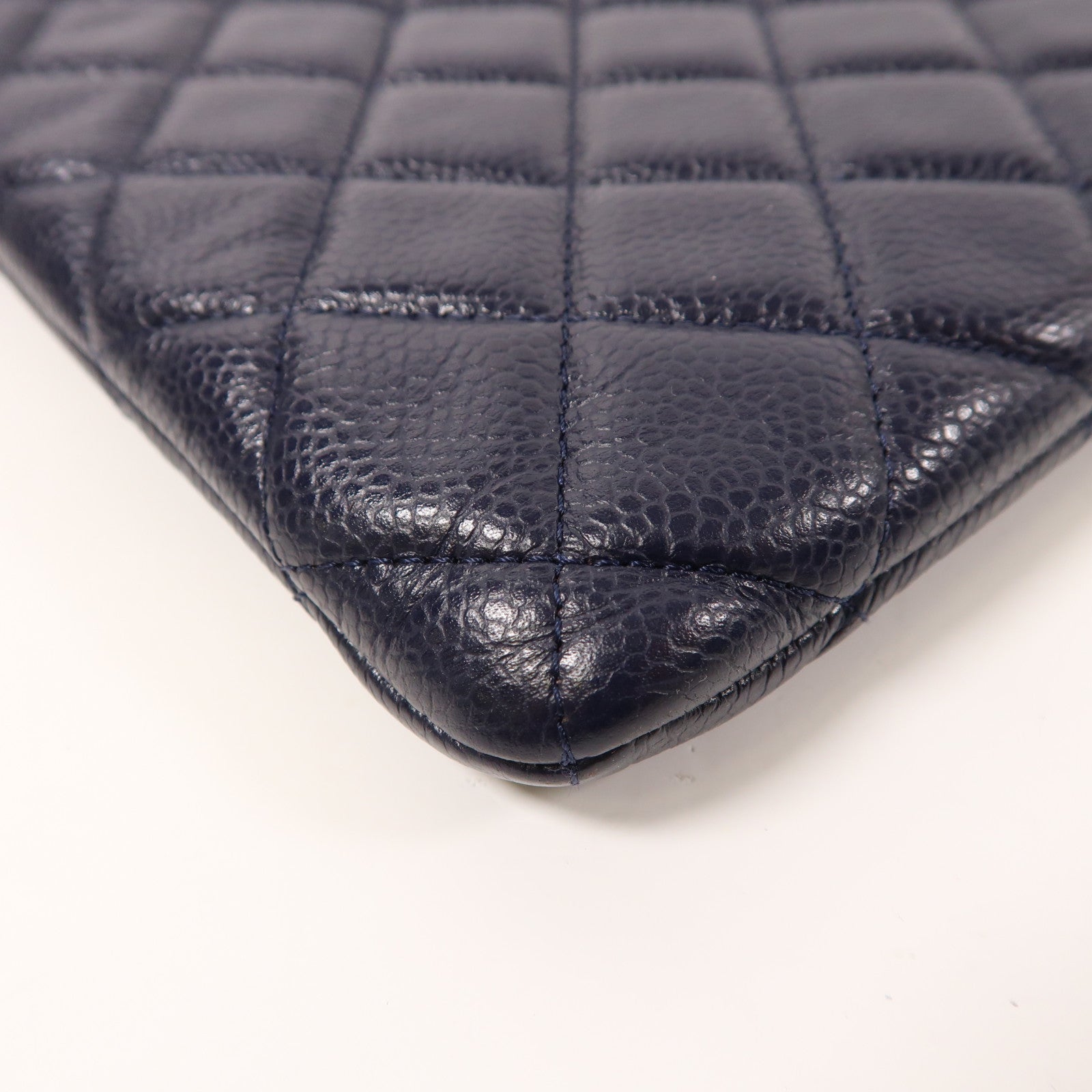 CHANEL CC GHW Pouch Calfskin Leather Navy