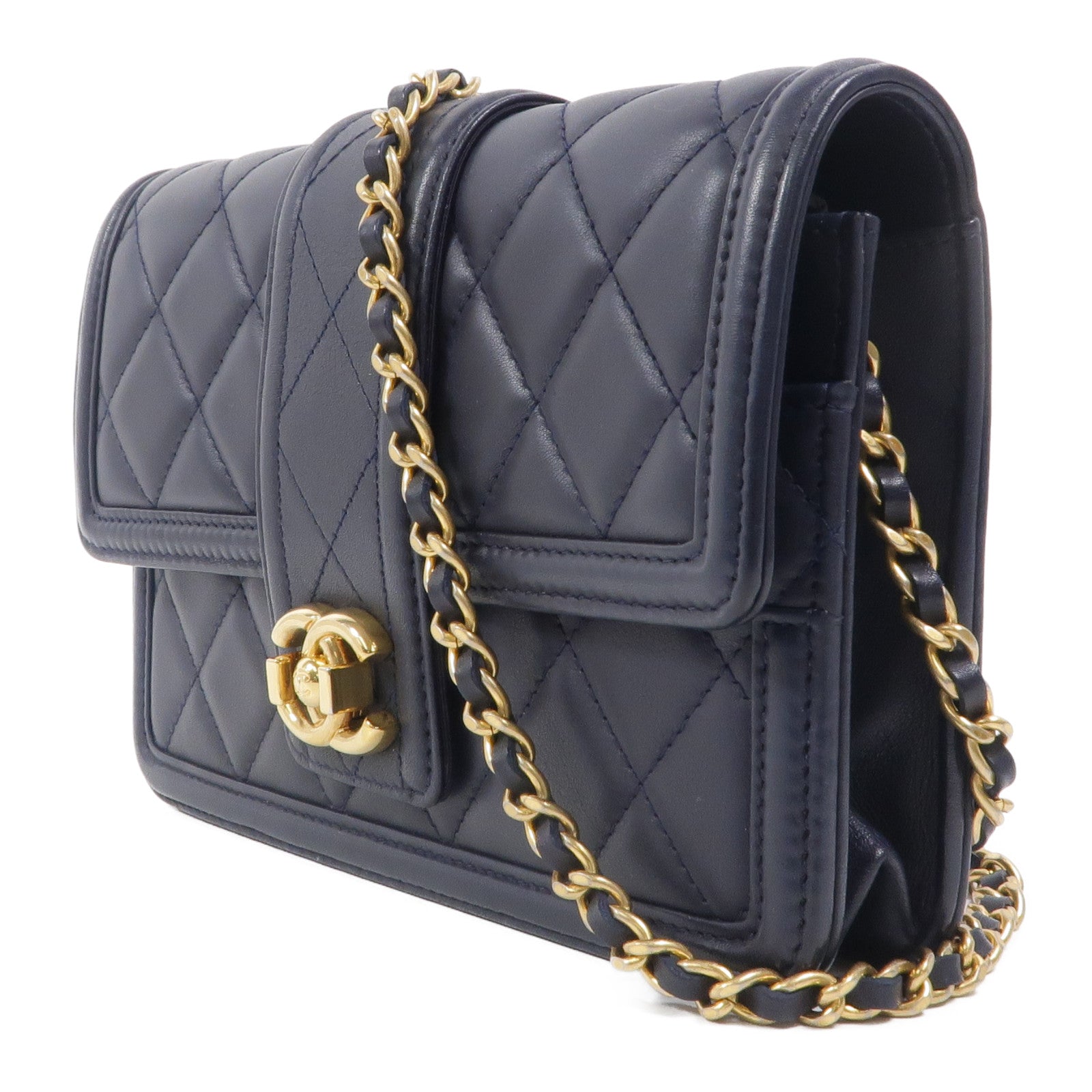 CHANEL 羊皮皮革Elegant CC Wallet On Chain鏈帶肩背袋