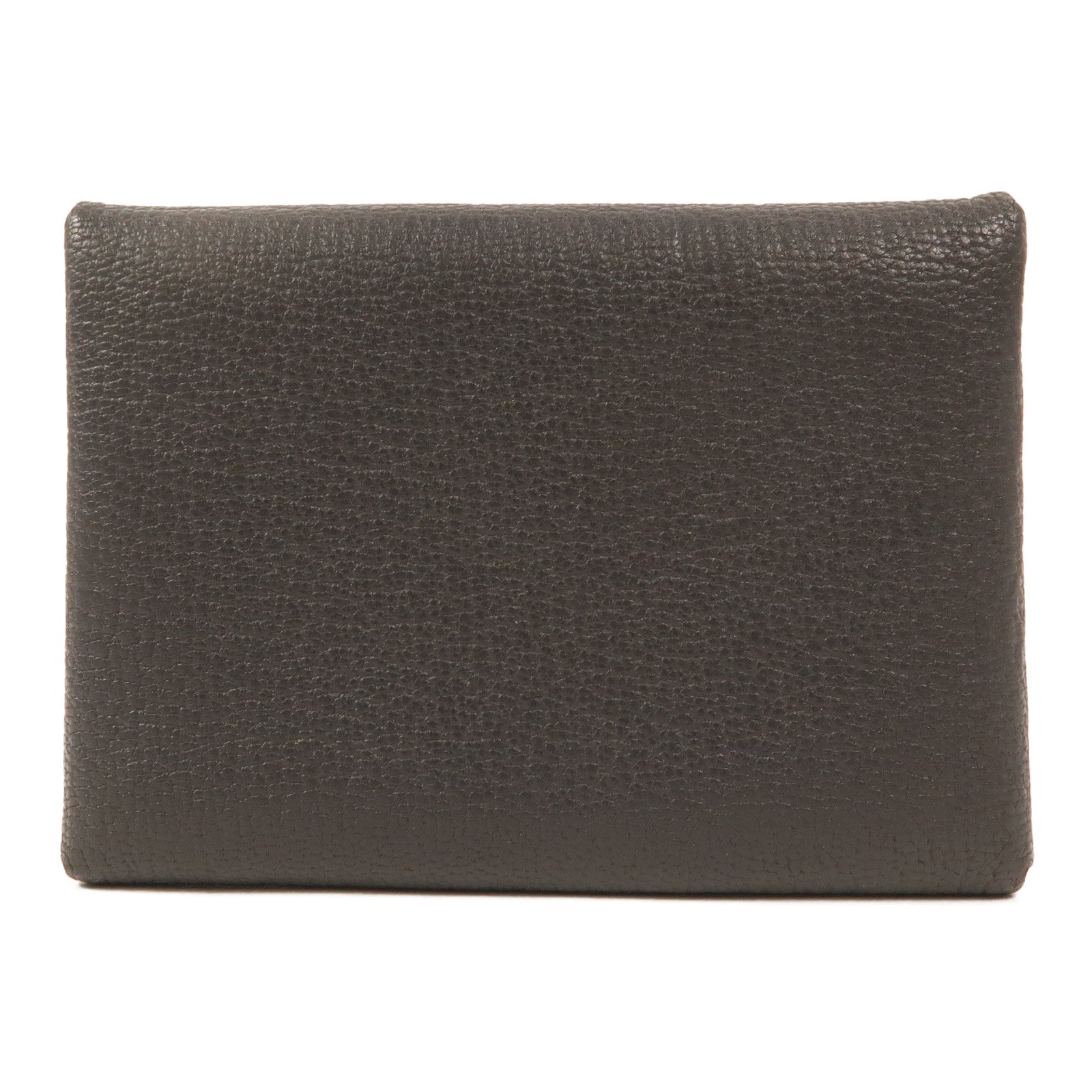 HERMES Chevre皮革Calvi Duo卡片套Graphite/Bleu Hydra