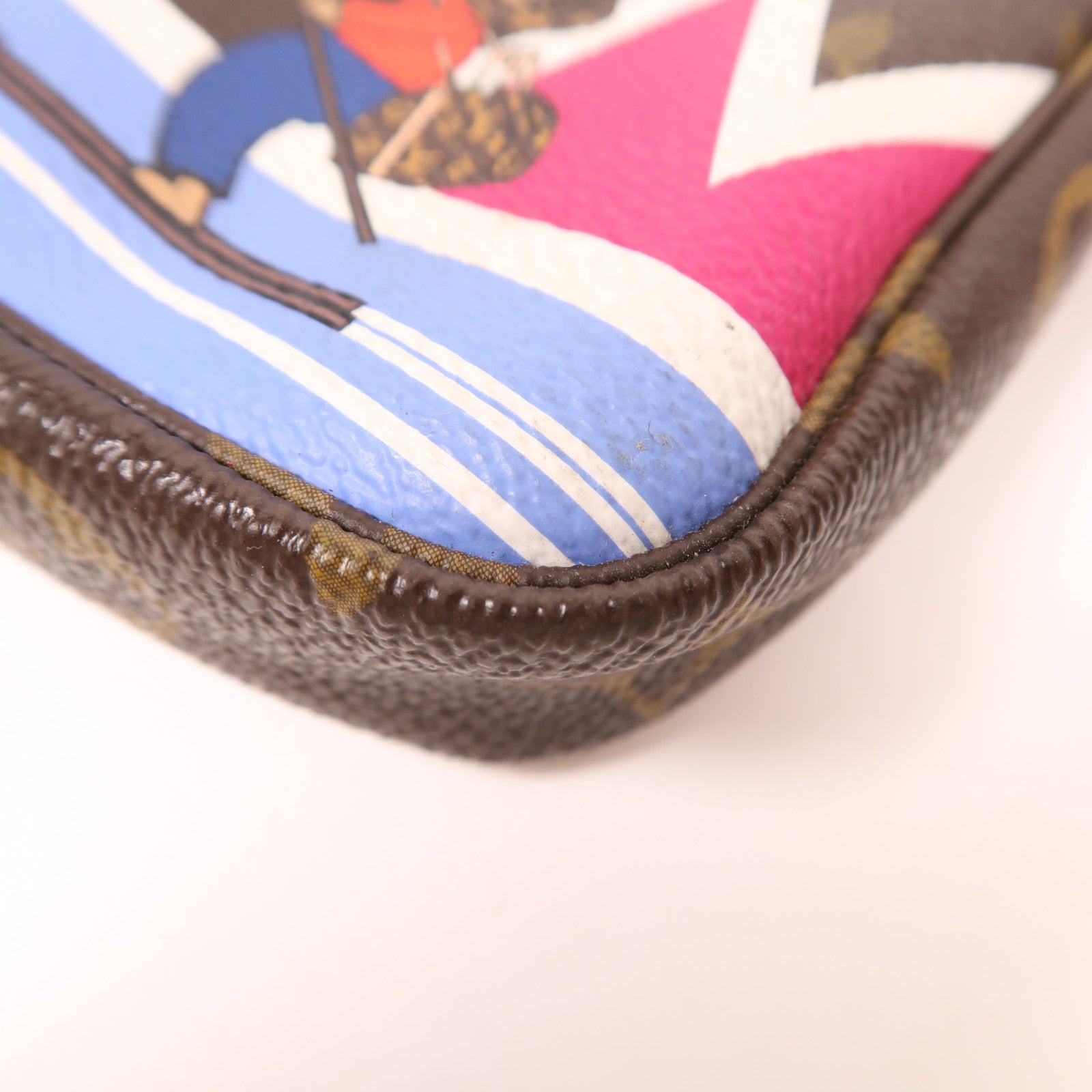 LOUIS VUITTON Monogram Mini Pochette Accessoires金扣手挽袋棕色/彩色
