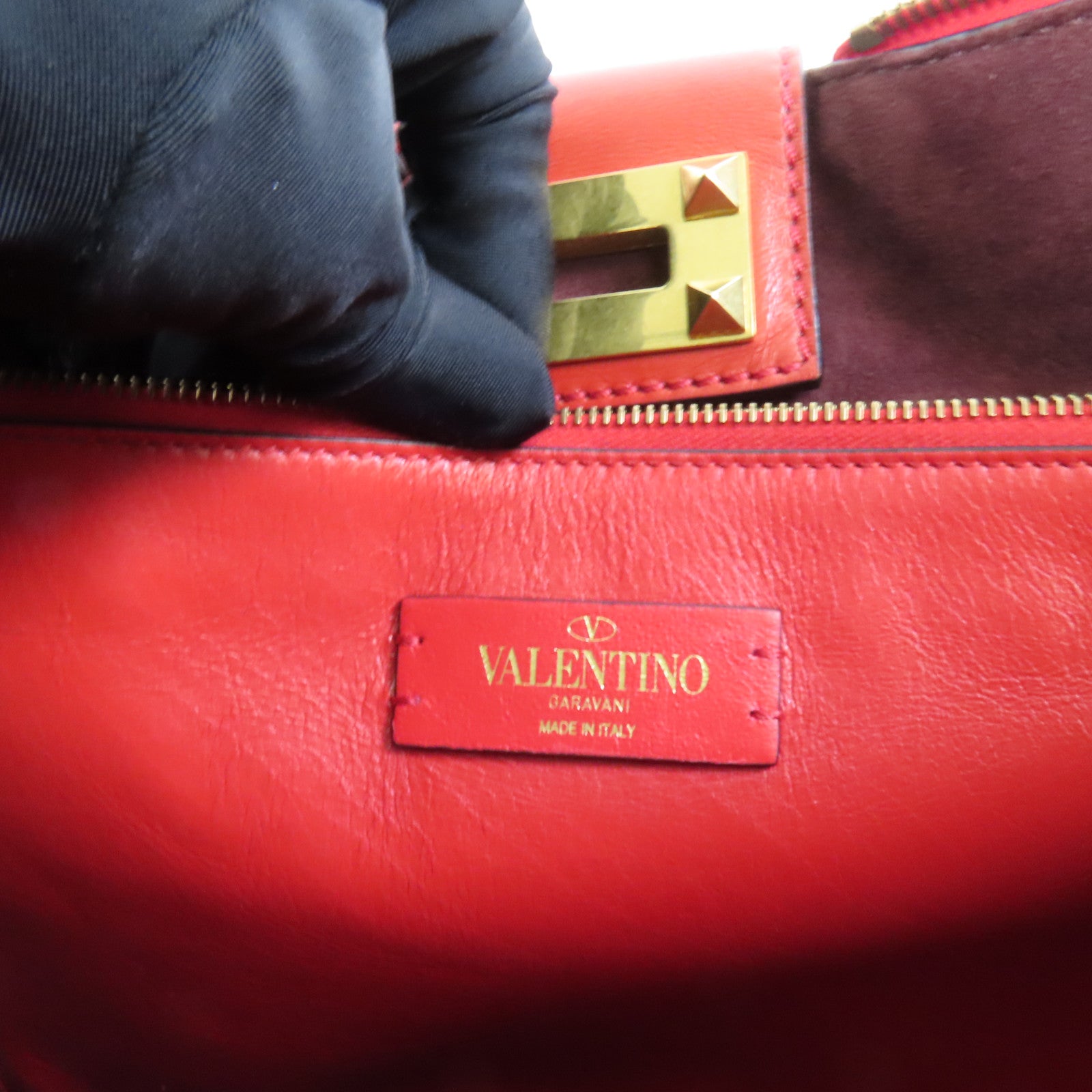 Valentino 牛皮皮革Shoulder Bag金扣手挽肩背兩用袋
