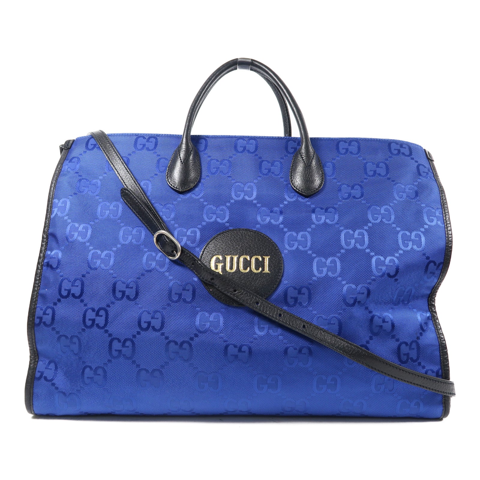 GUCCI 【激減優惠】帆布Tote Bag銀扣手挽肩背兩用袋藍色