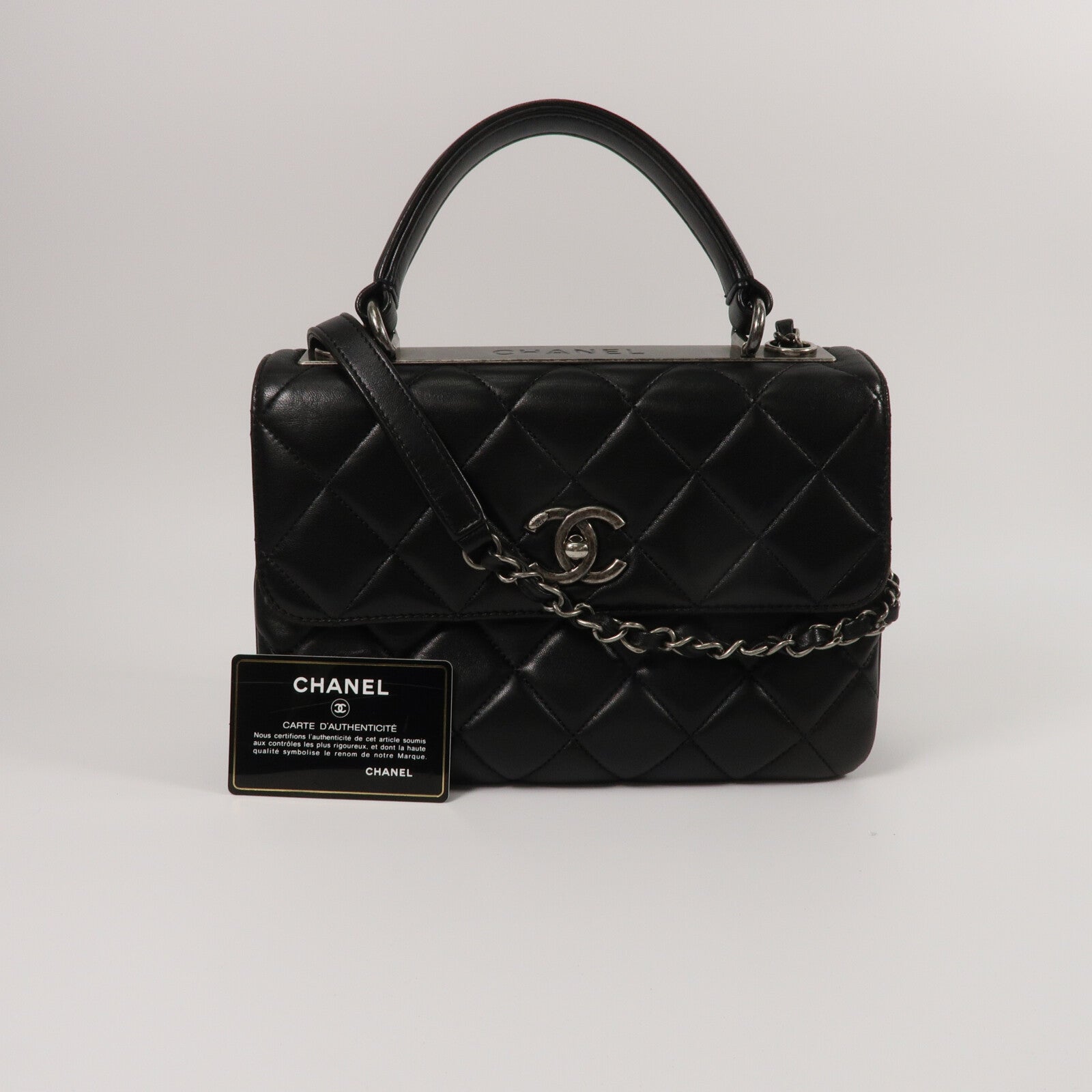 CHANEL 牛皮皮革Trendy CC Top Handle鏈帶手挽肩背兩用袋