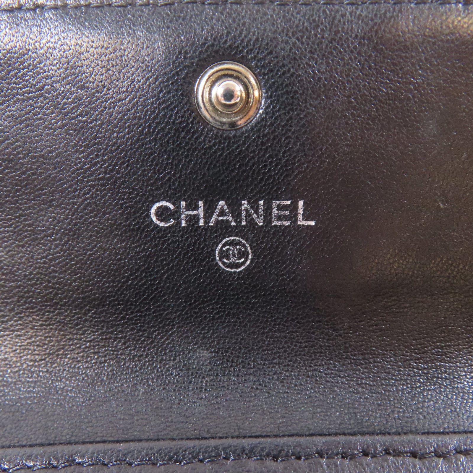 CHANEL 菱格羊皮皮革Card Case銀扣卡片套黑色
