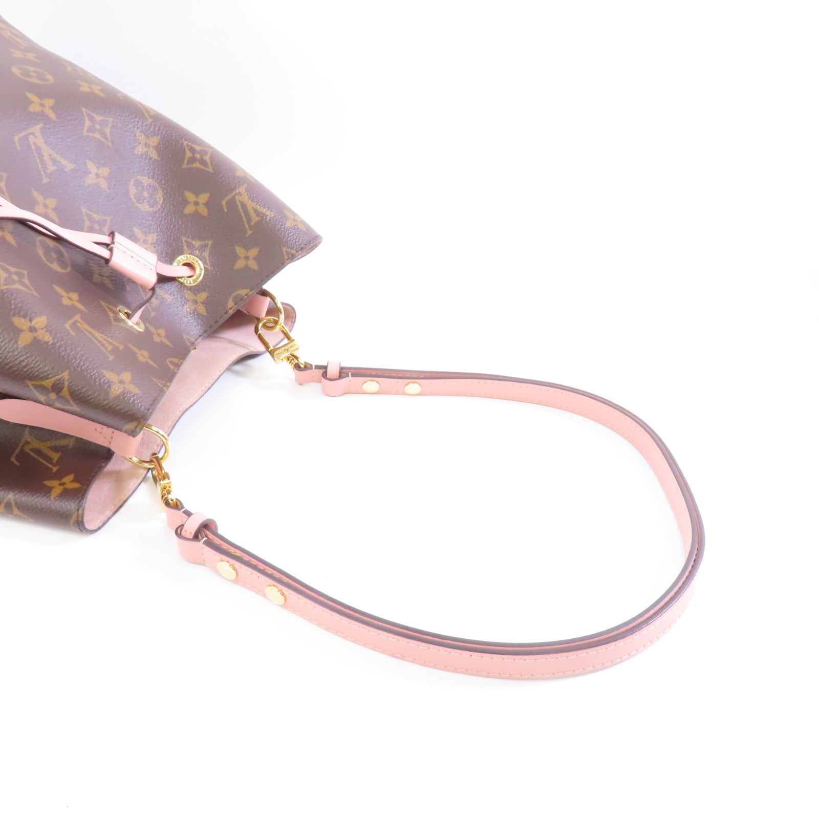 LOUIS VUITTON Monogram Neo Noe MM金扣肩背袋啡色/粉紅色