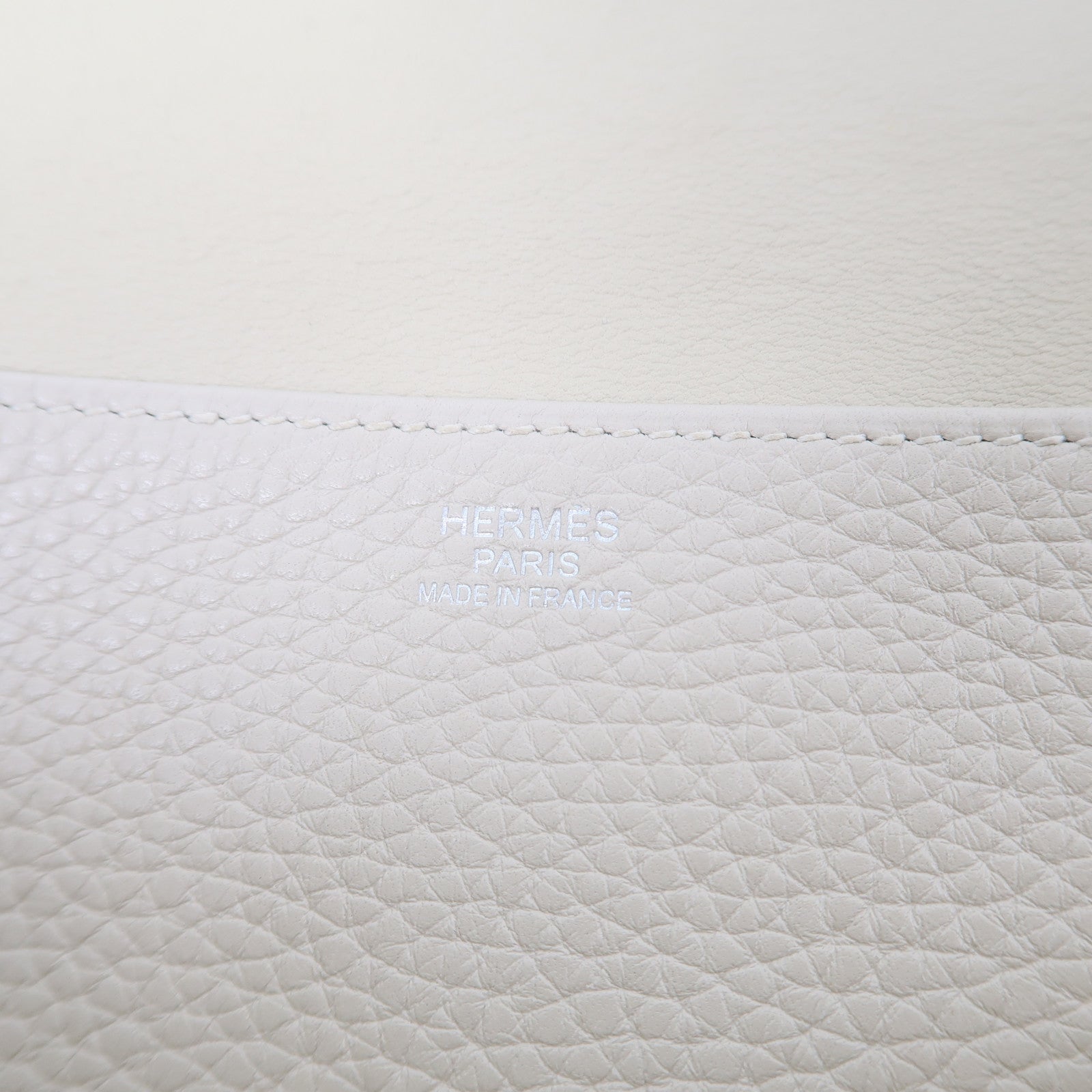 HERMES 【激減優惠】Clemence皮革Halzan 31銀扣手挽肩背兩用袋奶油白色