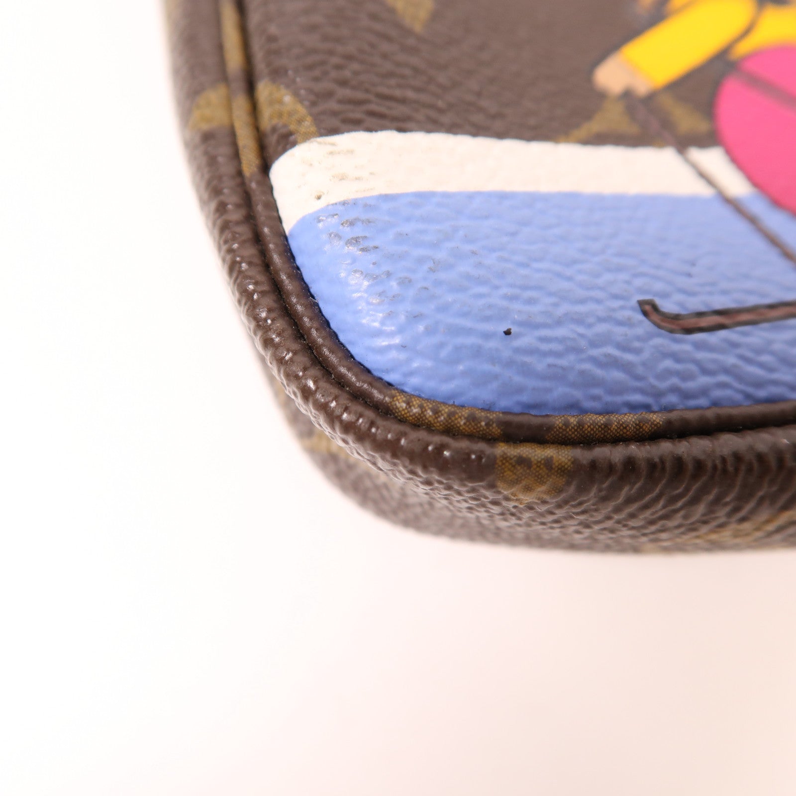 LOUIS VUITTON Monogram Mini Pochette Accessoires金扣手挽袋棕色/彩色