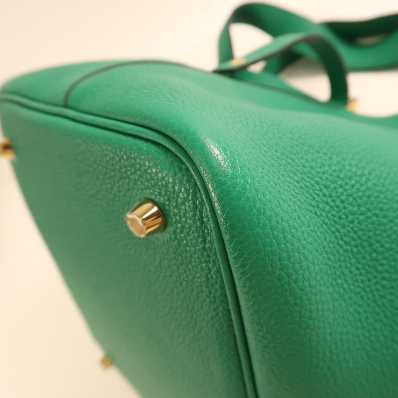 HERMES Clemence皮革Picotin MM金扣手挽袋Vert Vertigo絲絨綠