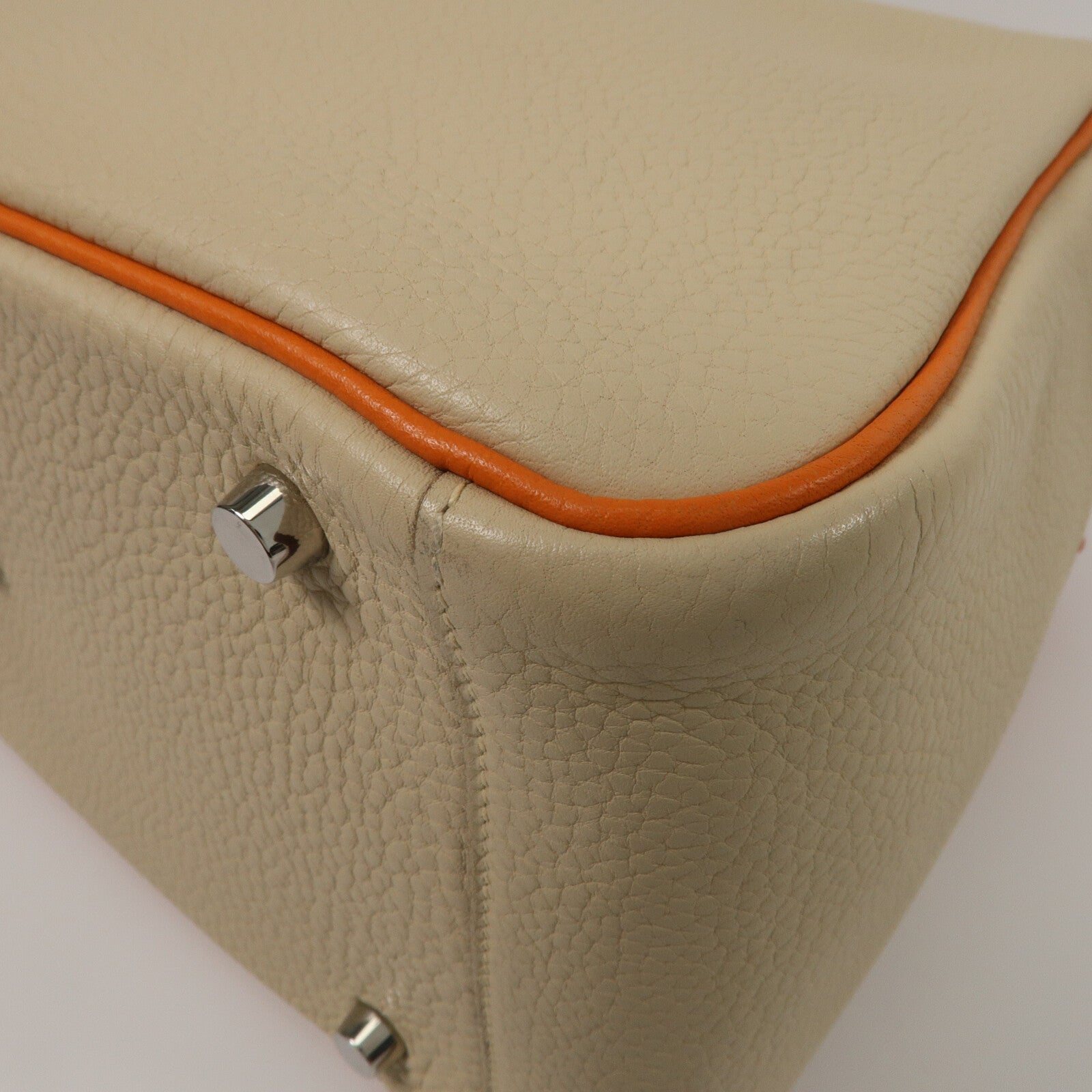 HERMES Clemence皮革Lindy 30手挽肩背兩用袋Parchemin/Orange