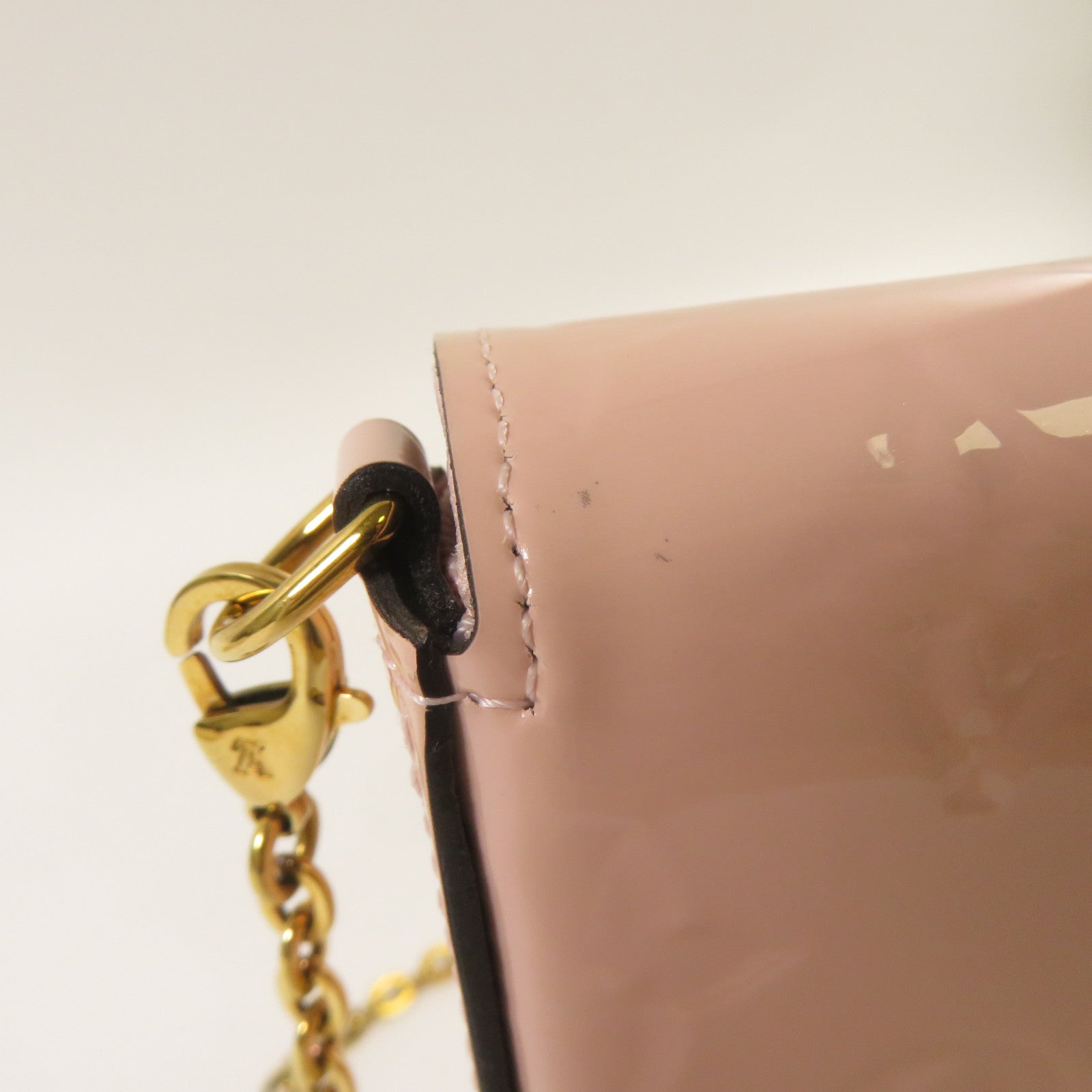 LOUIS VUITTON 【激減優惠】Monogram Vernis Pochette Felicie金扣鏈帶肩背袋粉紅色