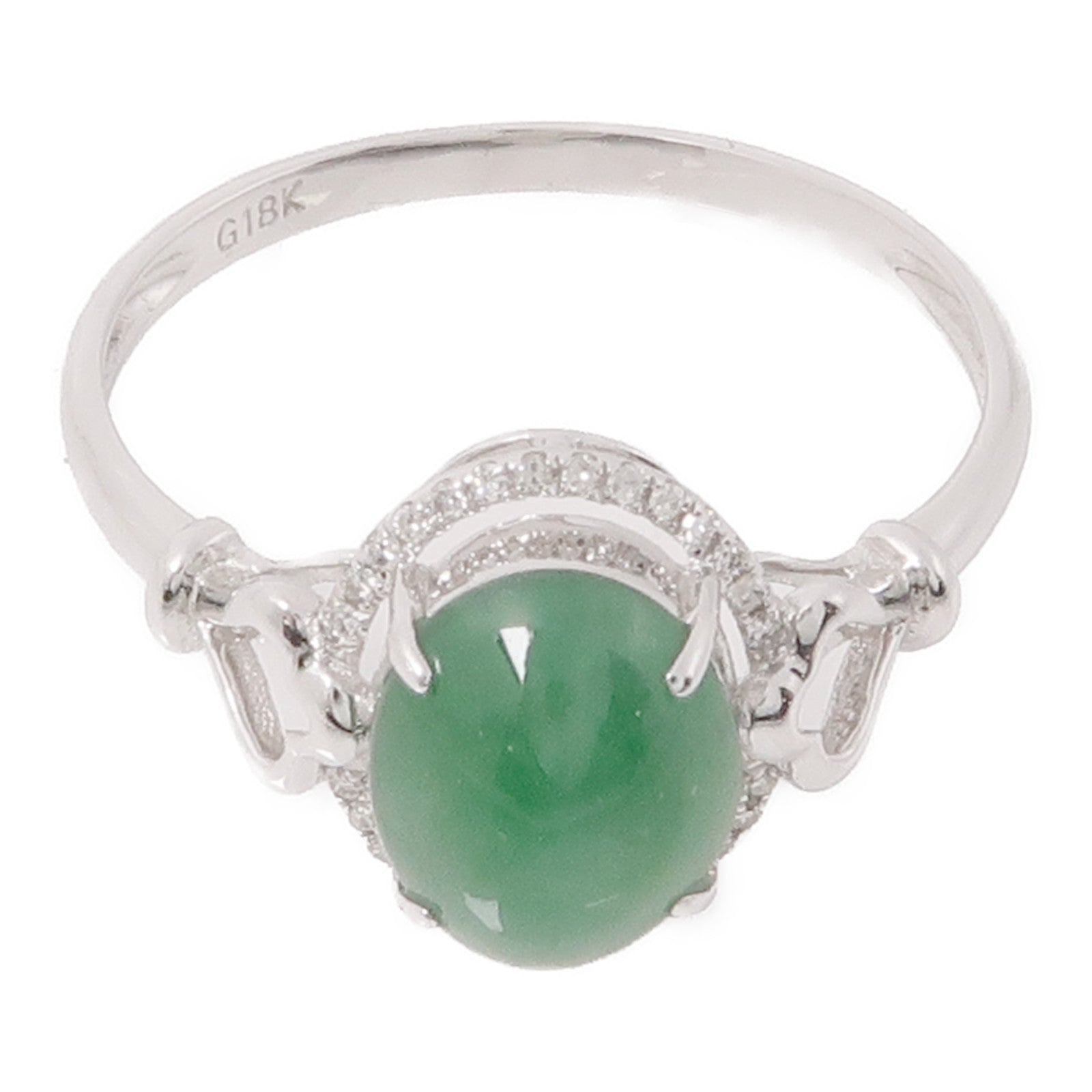 JEWELRY 18K白金Jade/Diamond Ring翡翠/鑽石戒指US#6.75