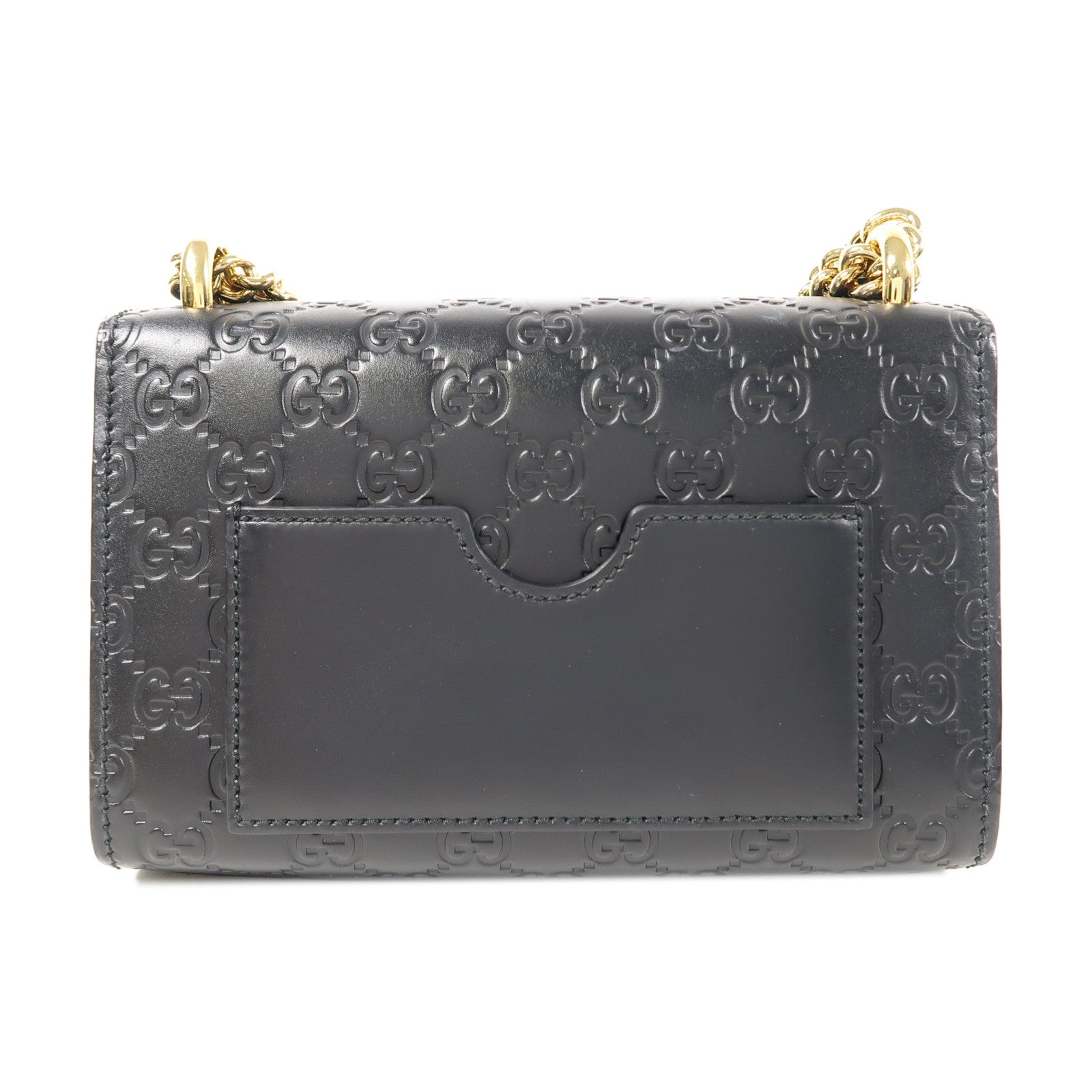 GUCCI 牛皮皮革Chain Shoulder金扣鏈帶肩背袋黑色