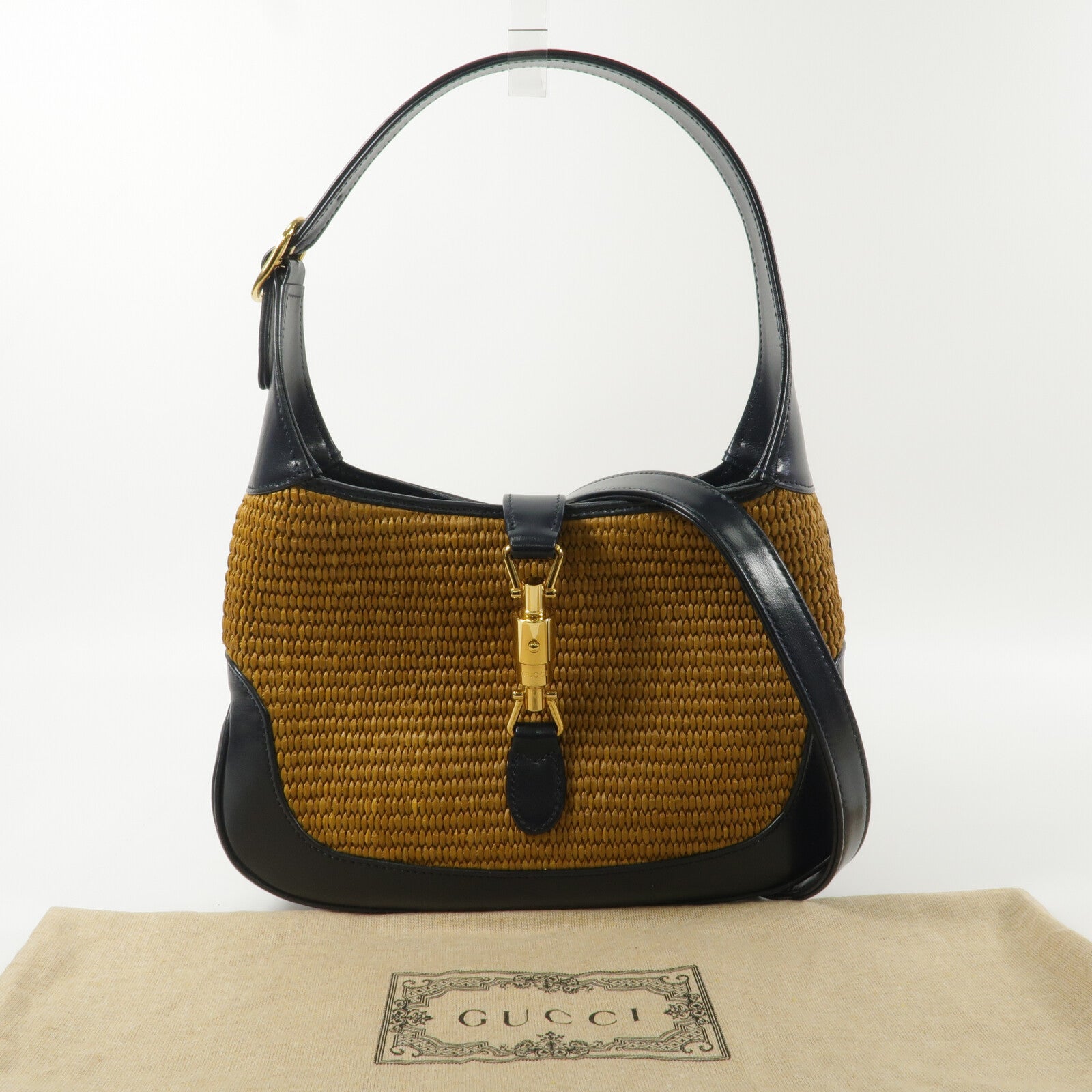 GUCCI Raffia/牛皮皮革Jackie 1961 Small肩背袋