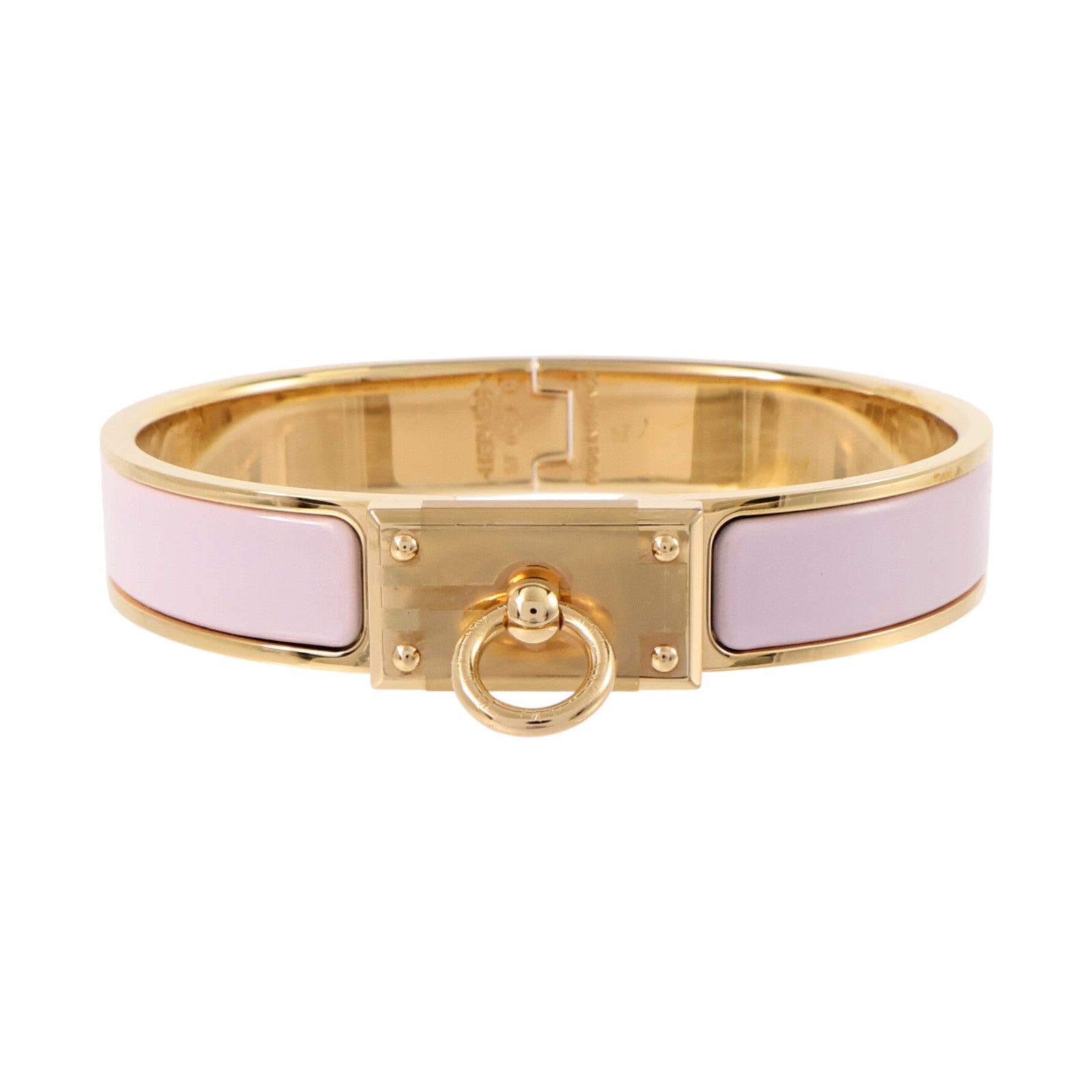 HERMES 金屬/琺瑯Clic Anneau手鐲Rose Dragee