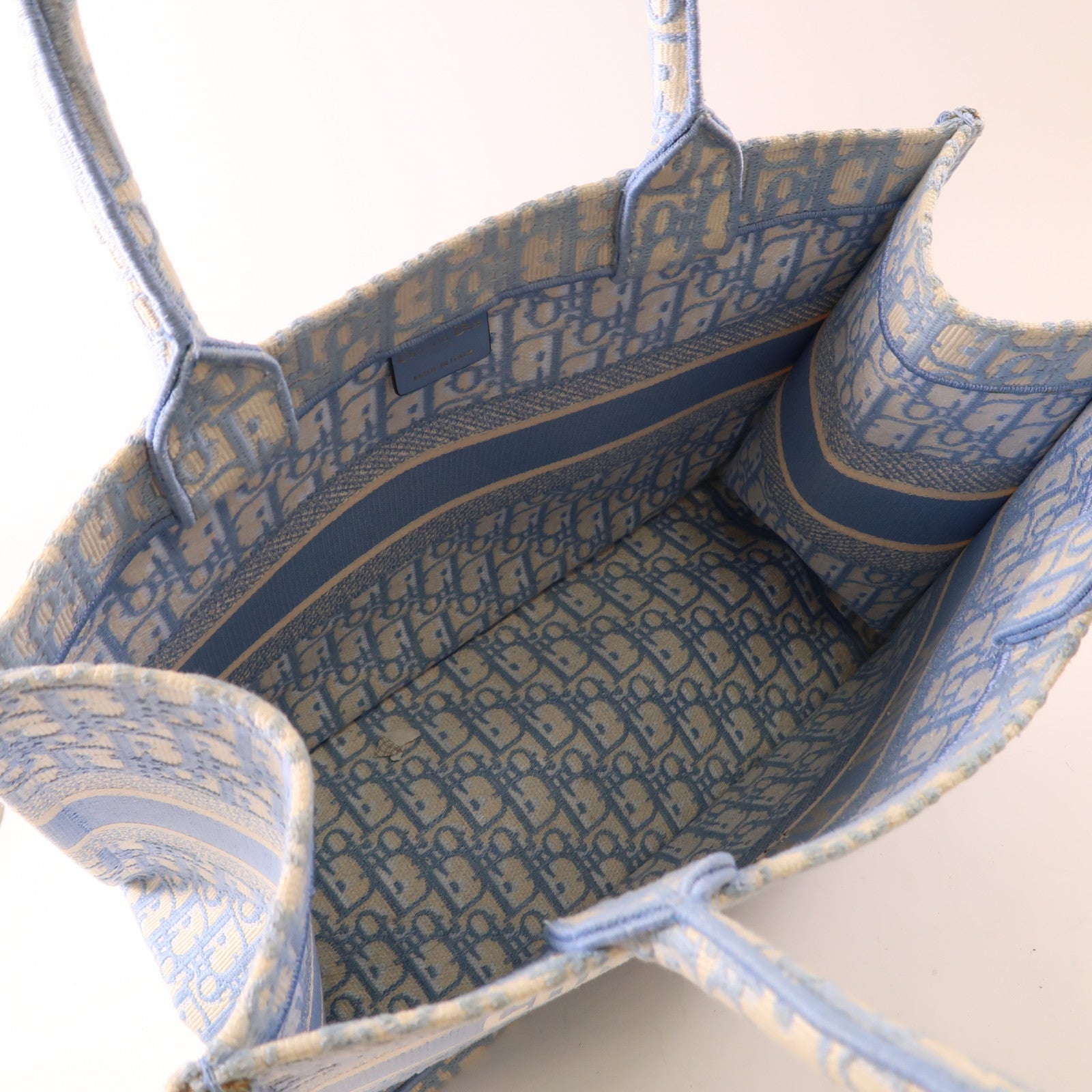 Dior CD Book Tote Medium Tote Bag Canvas Light Blue