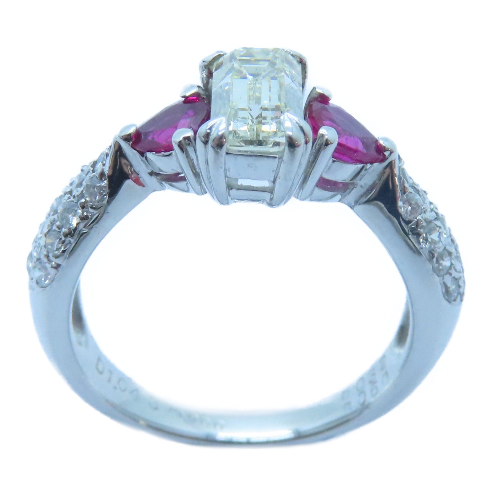 JEWELRY PT900鉑金Ruby Diamond Ring 0.60ct紅寶石/1.043ct鑽石戒指US#6.75