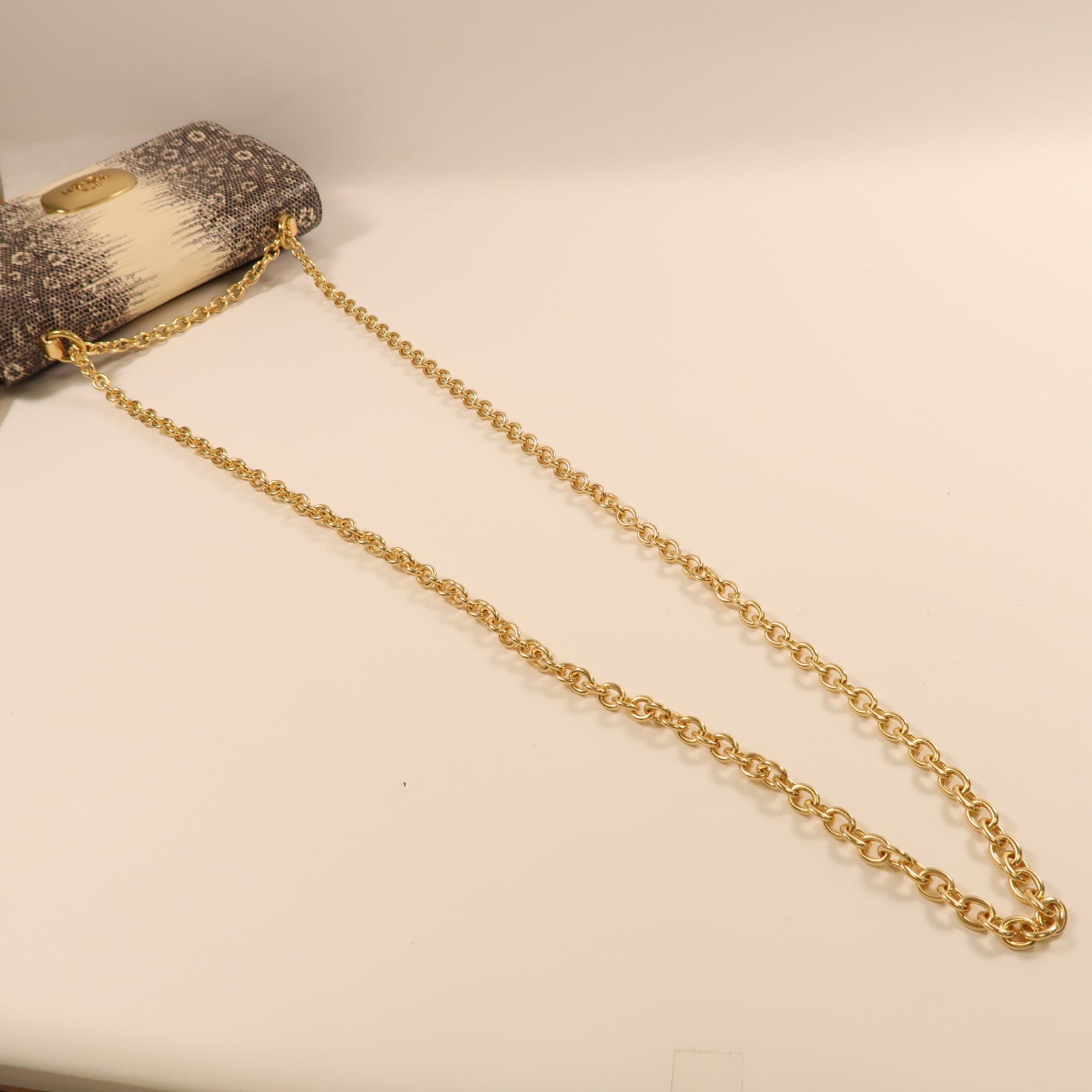 COACH 牛皮皮革Shoulder Bag金扣鏈帶肩背袋米色
