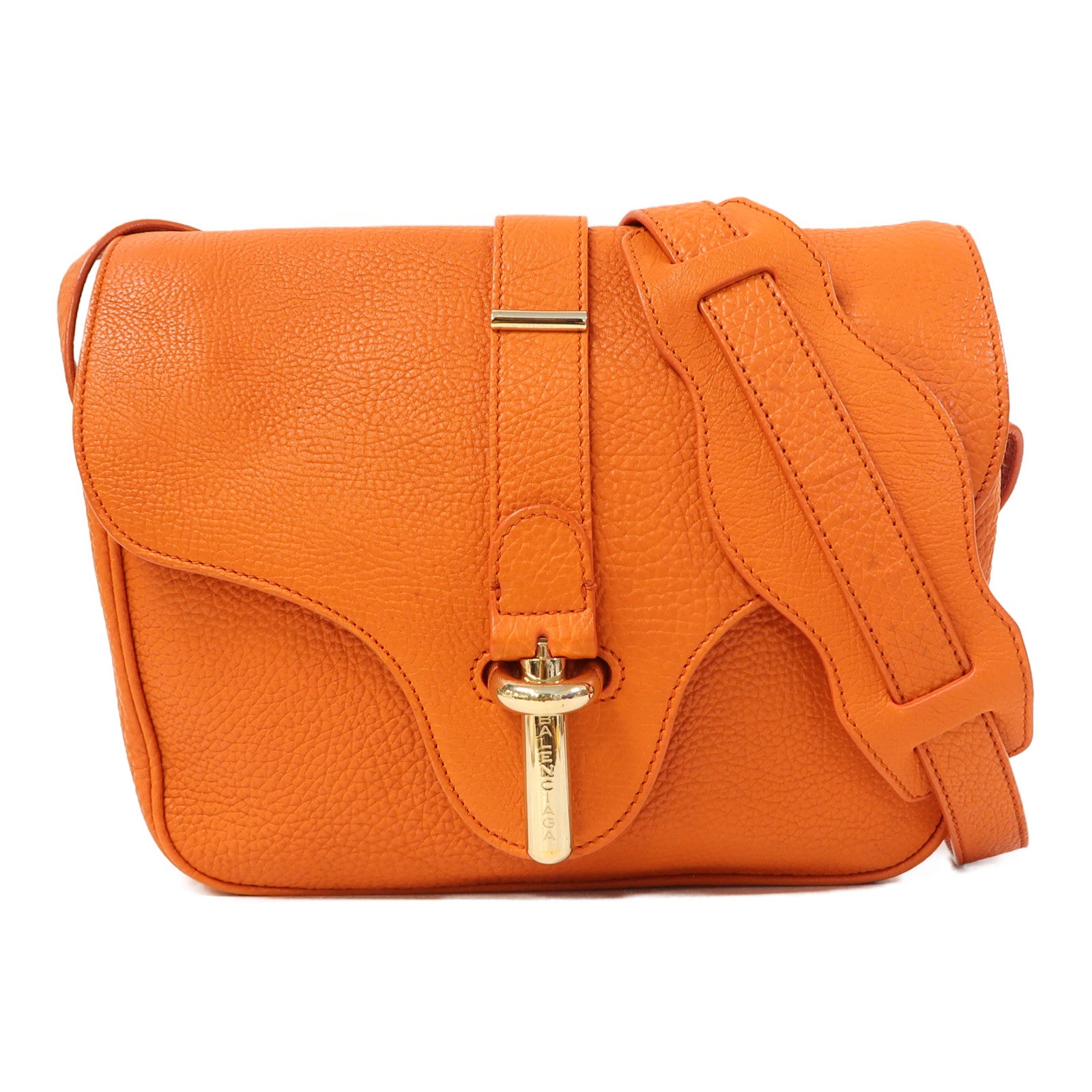 BALENCIAGA 牛皮皮革Shoulder Bag金扣肩背袋橙色
