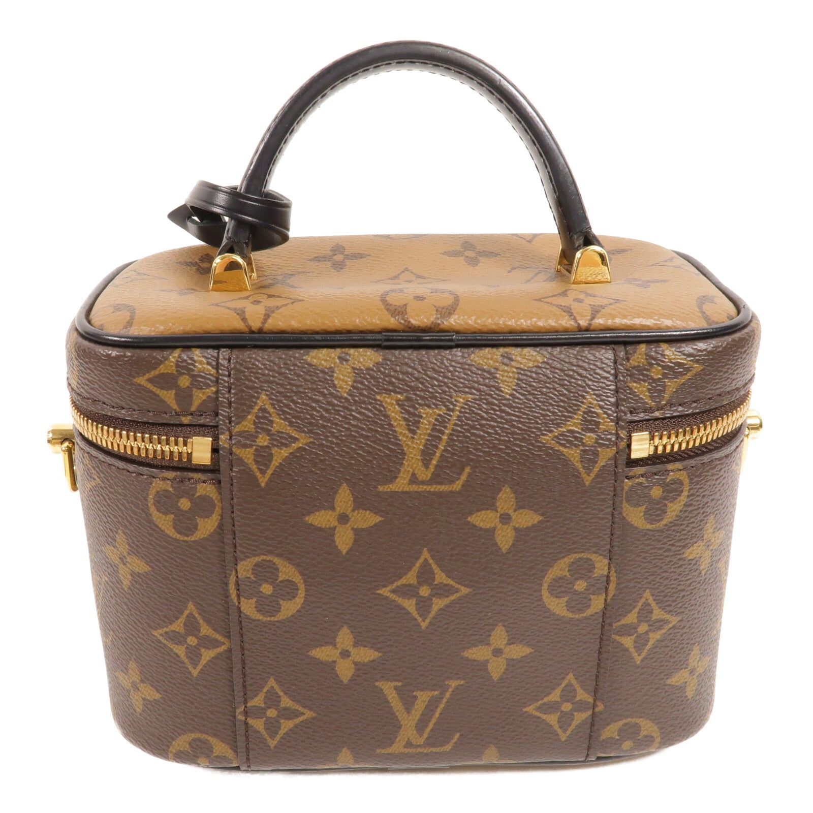 LOUIS VUITTON Monogram Reverse Vanity PM手挽肩背兩用袋棕色