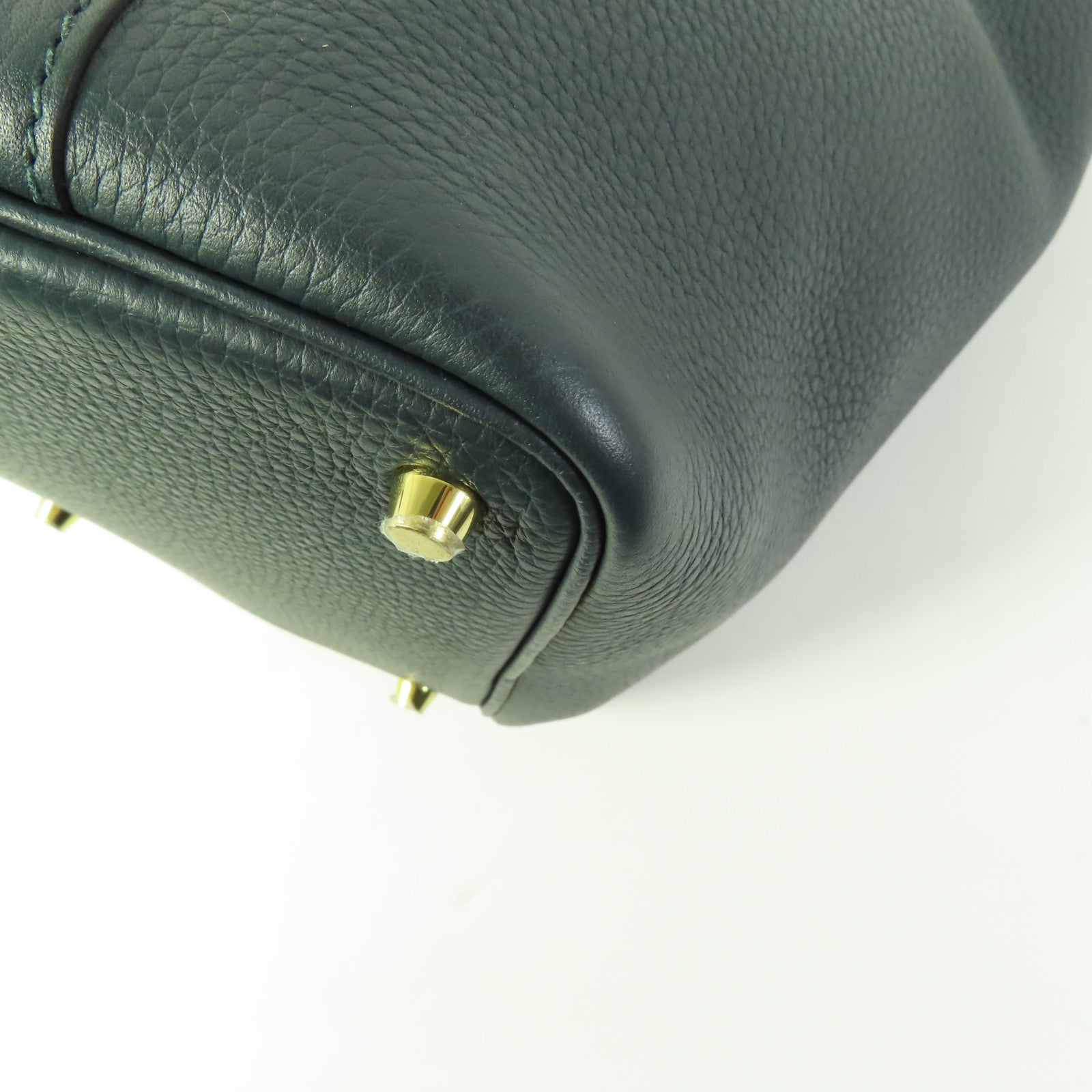 HERMES GHW Picotin PM Tote Bag Clemence Leather Vert Cypres