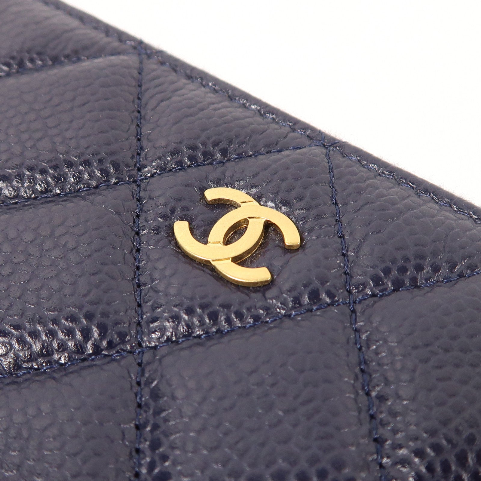 CHANEL CC GHW Pouch Calfskin Leather Navy