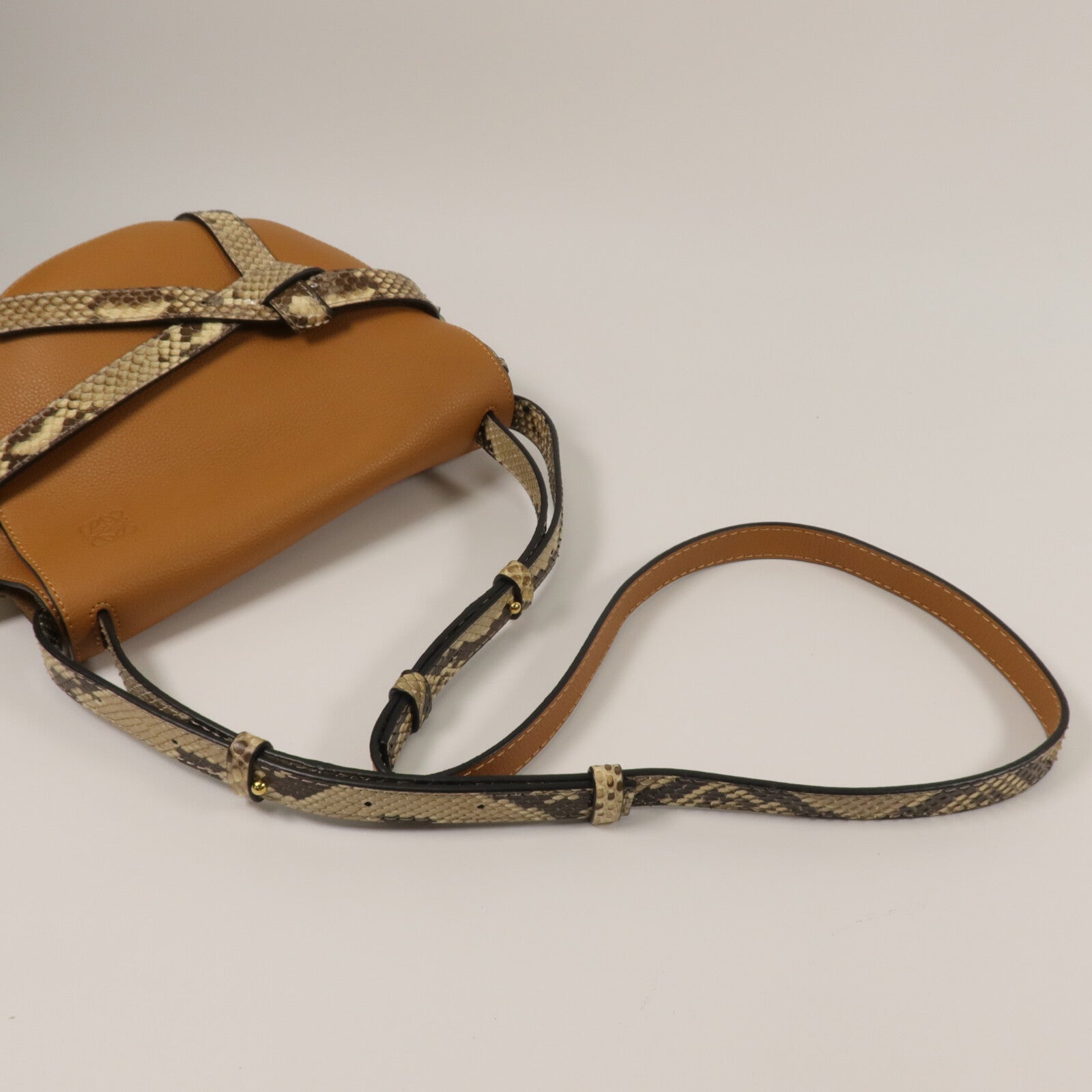 LOEWE 牛皮/蛇皮皮革Gate Bag肩背袋