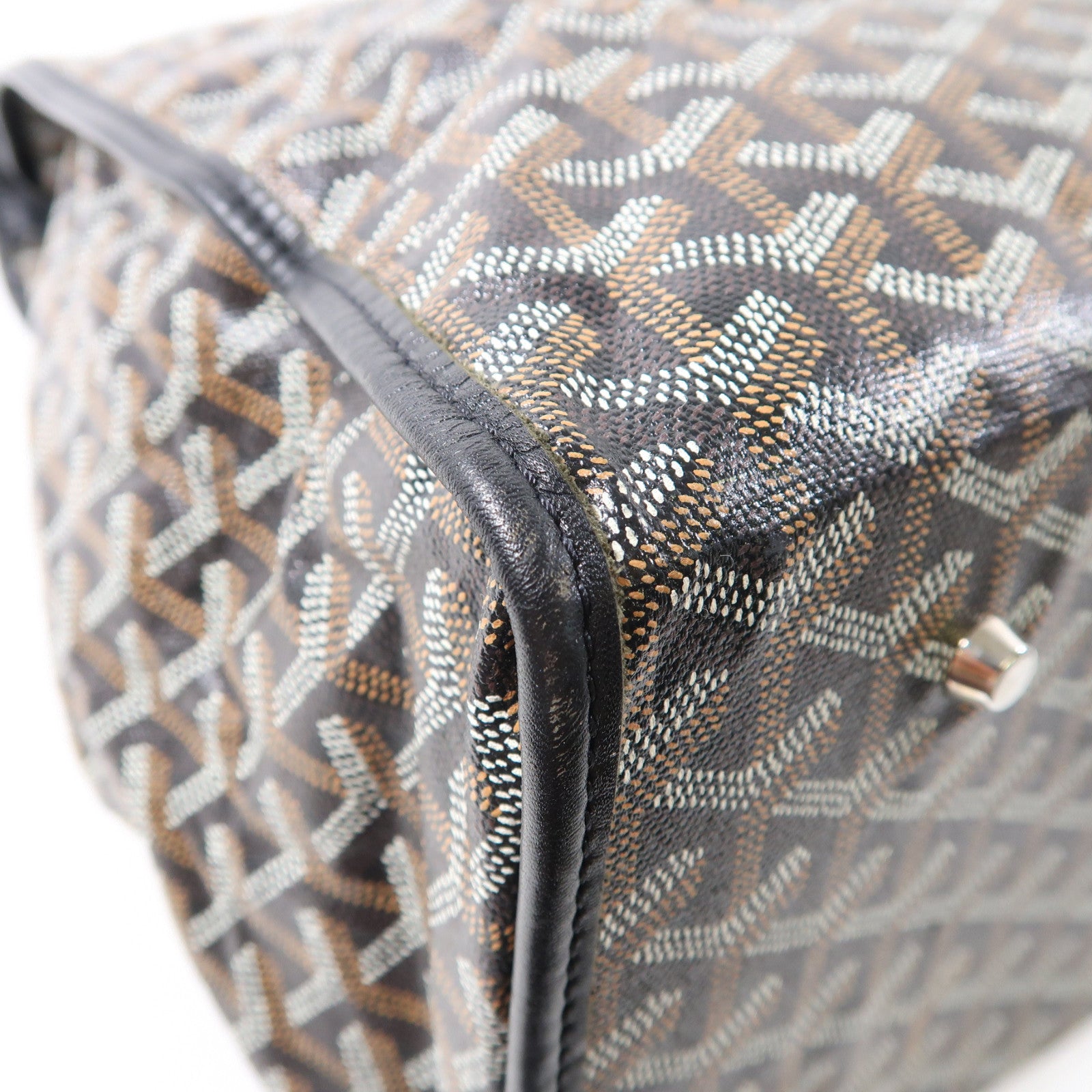 GOYARD 塗層帆布St. Lucie銀扣手挽袋黑色