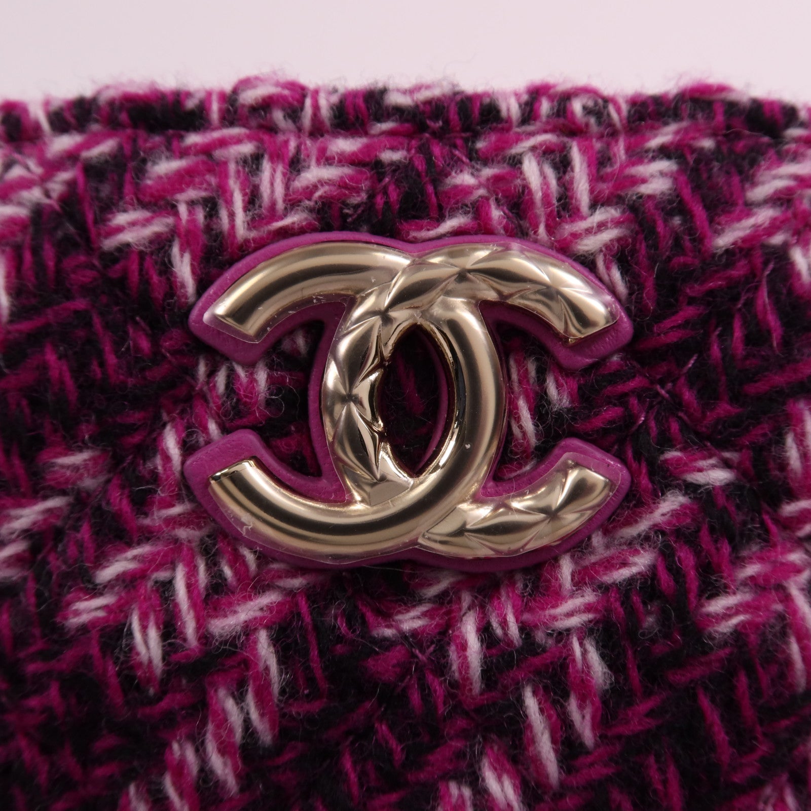 CHANEL 斜紋軟呢Mini Chain Bag金扣鏈帶肩背袋