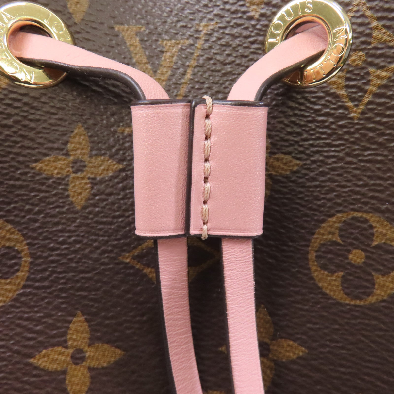 LOUIS VUITTON Monogram Neo Noe MM金扣肩背袋啡色/粉紅色