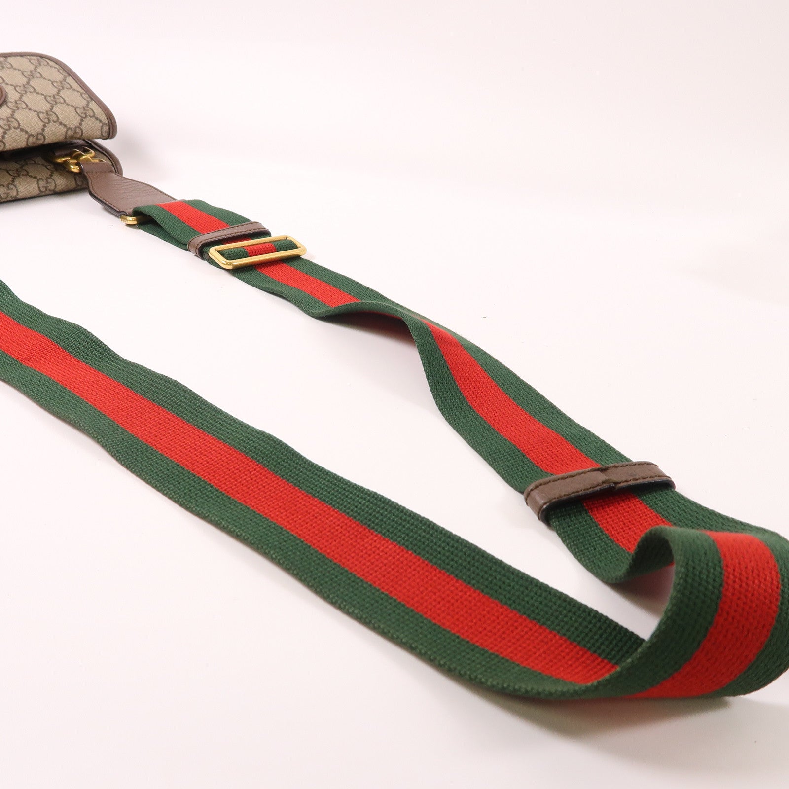 GUCCI 塗層帆布Messenger Bag金扣肩背袋啡色
