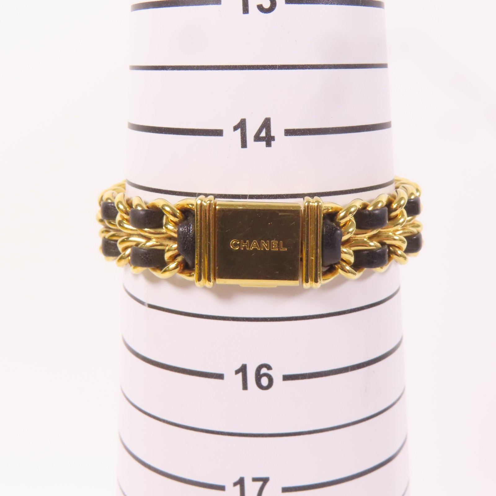 CHANEL Premiere M鍍金/皮革手錶石英機芯黑色