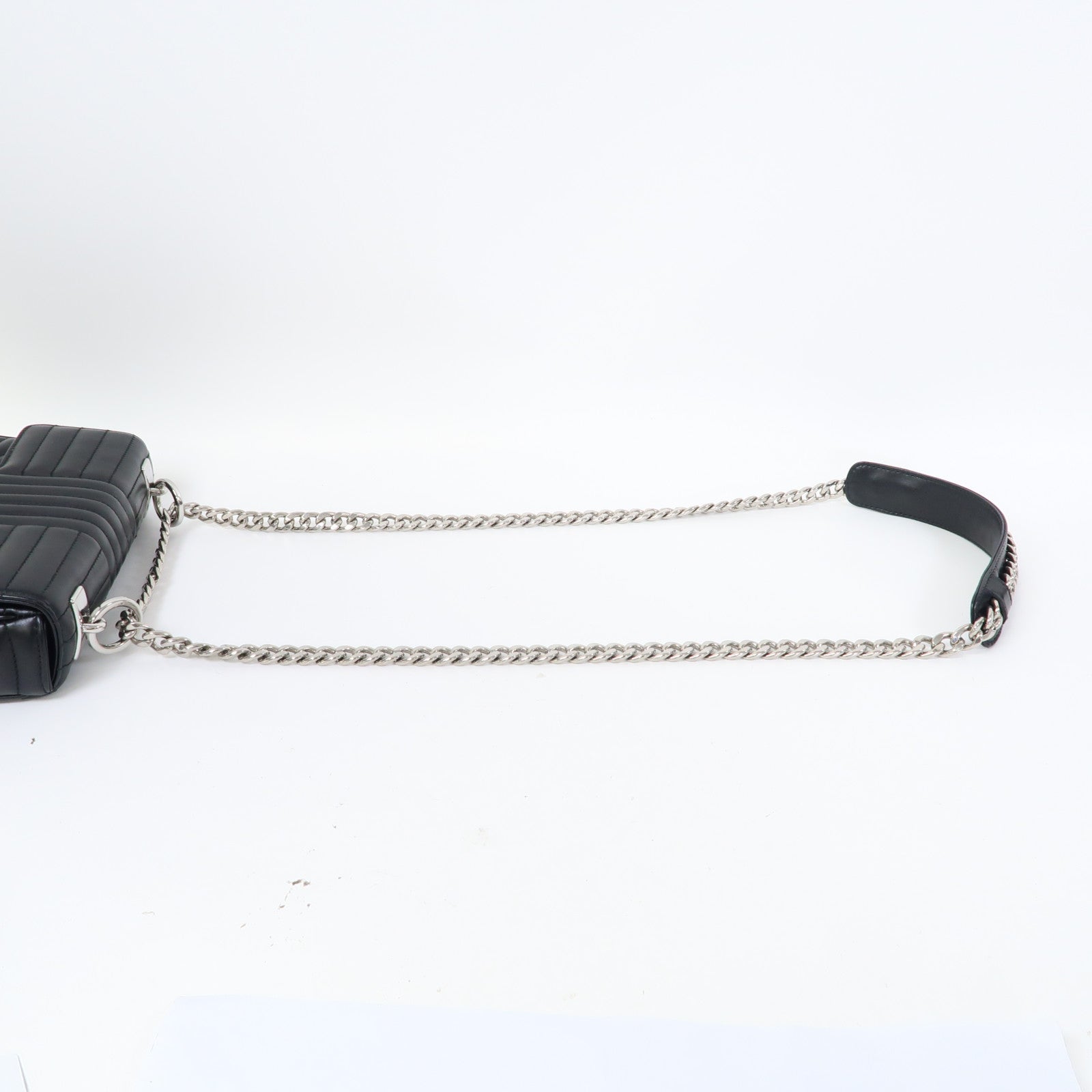 PRADA 牛皮皮革Diagramme Chain Shoulder Bag銀扣鏈帶肩背袋黑色