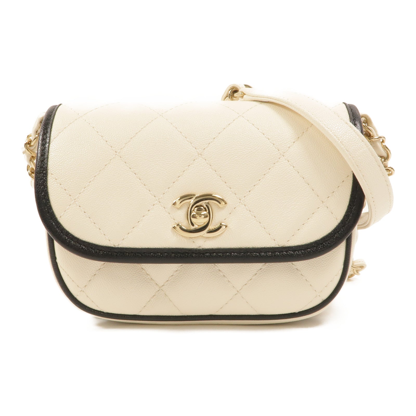 CHANEL 牛皮皮革Mini Round Flap Messenger Bag肩背袋