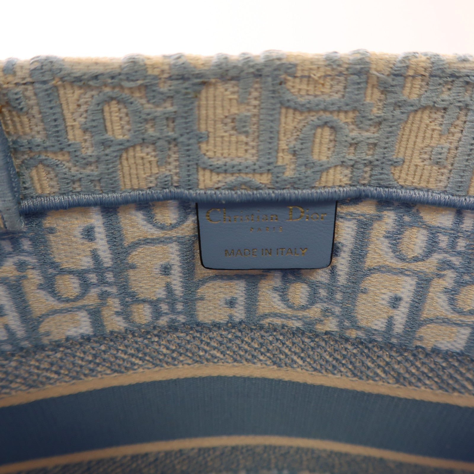 Dior CD Book Tote Medium Tote Bag Canvas Light Blue