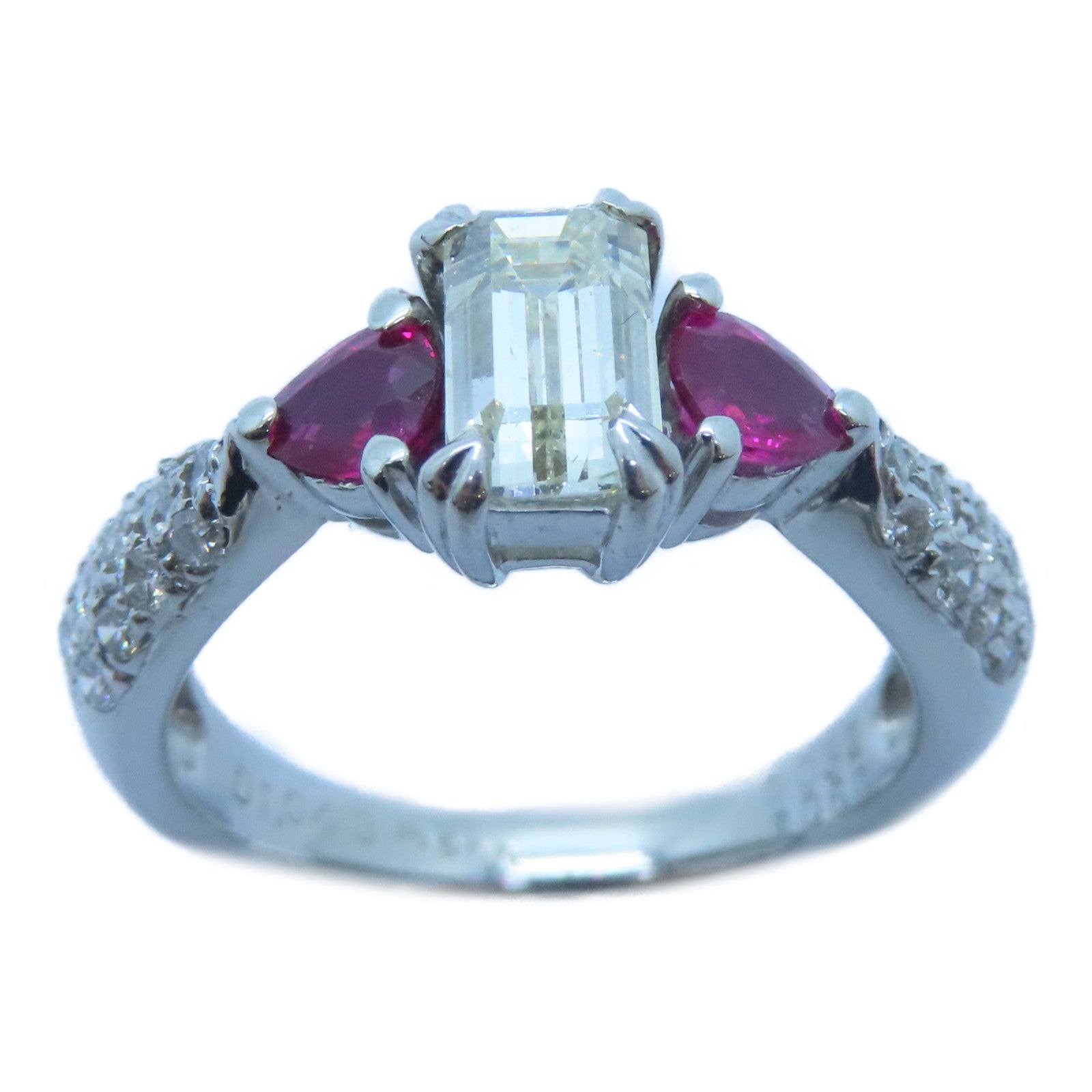 JEWELRY PT900鉑金Ruby Diamond Ring 0.60ct紅寶石/1.043ct鑽石戒指US#6.75