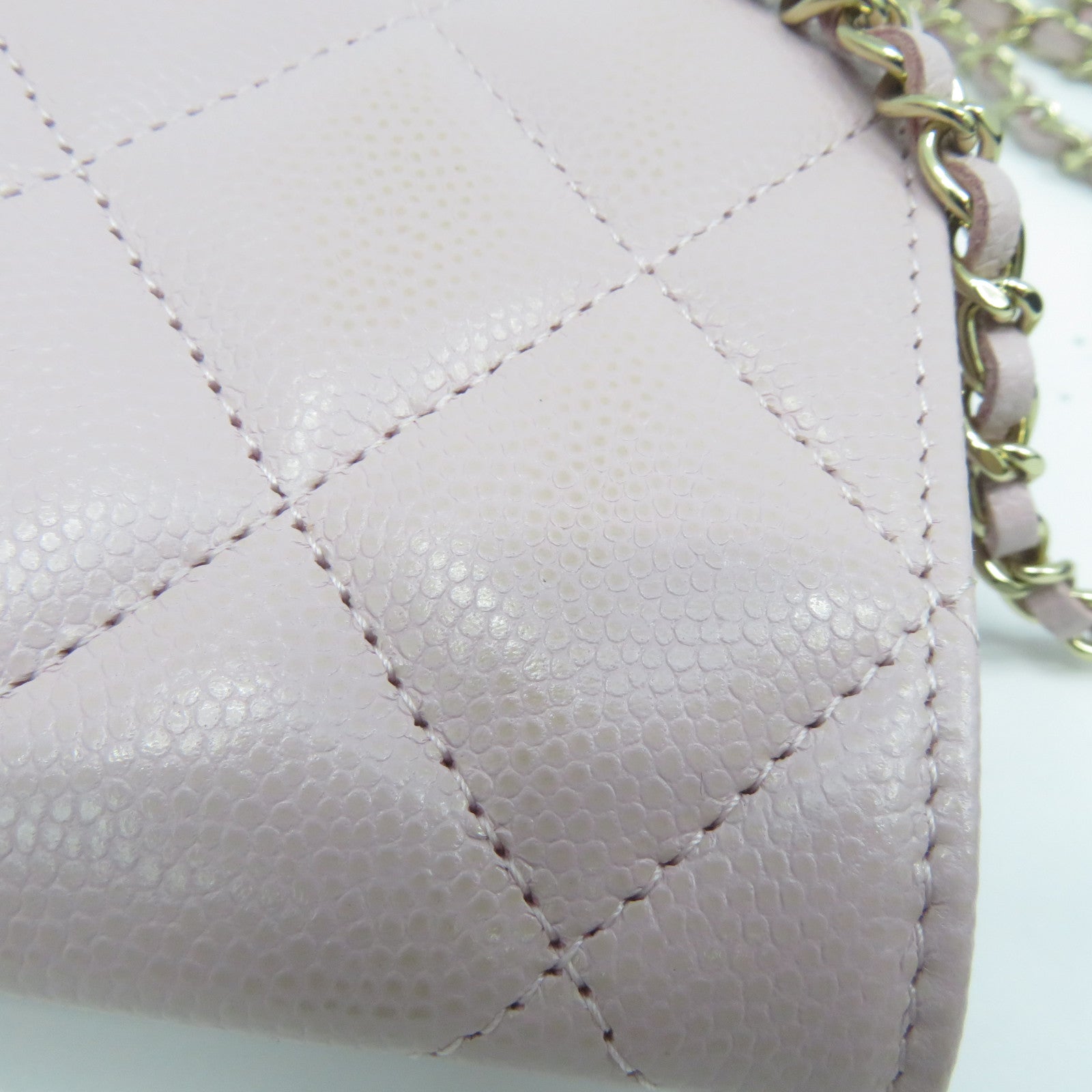 CHANEL 【激減優惠】菱格Caviar皮革Chain Shoulder金扣鏈帶肩背袋粉紅色