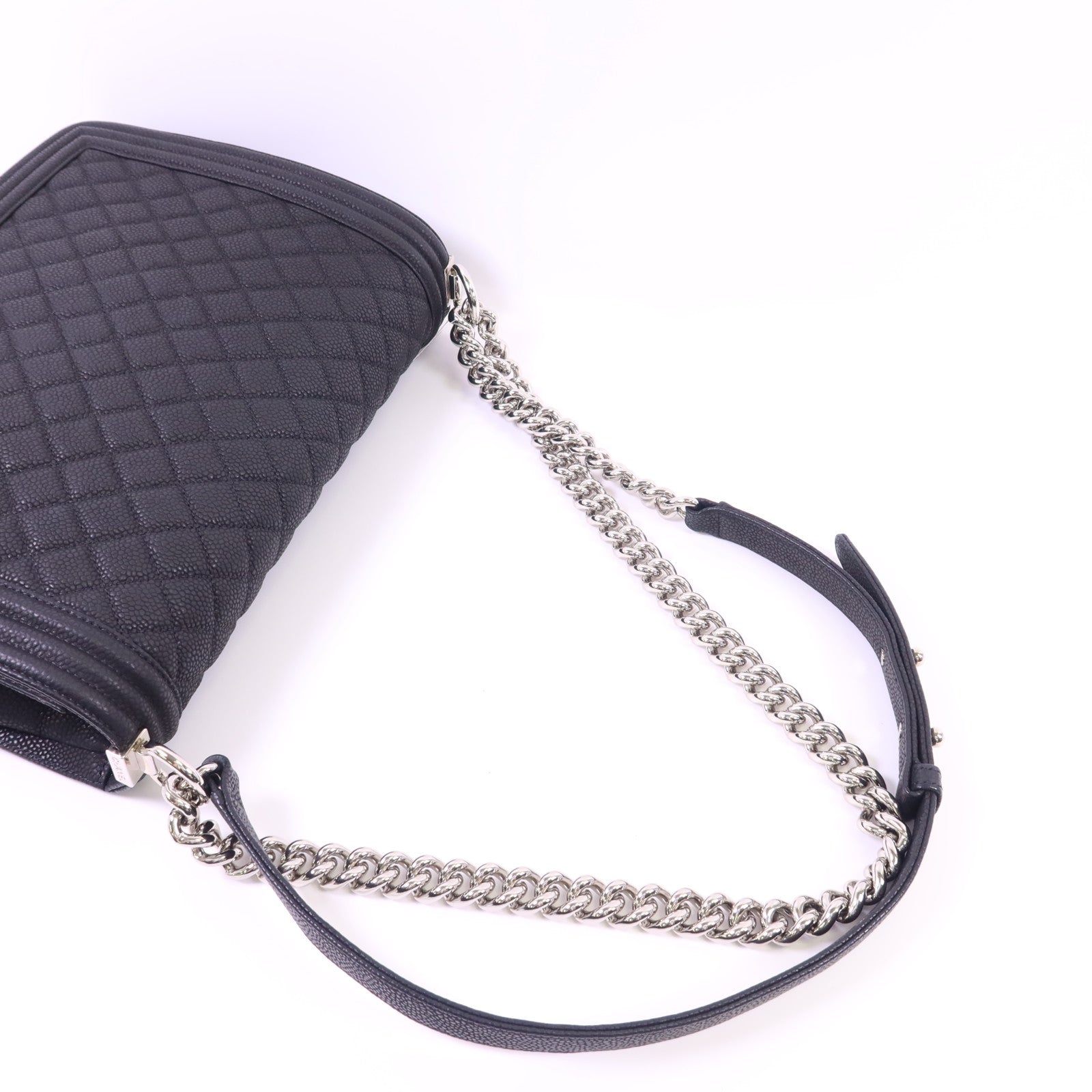 CHANEL 牛皮皮革Boy 30銀扣鏈帶肩背袋