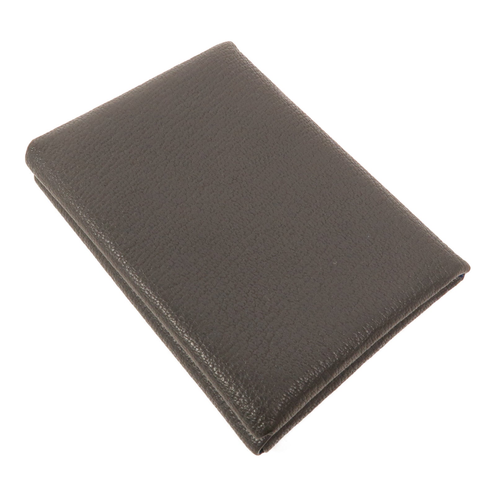 HERMES Chevre皮革Calvi Duo卡片套Graphite/Bleu Hydra