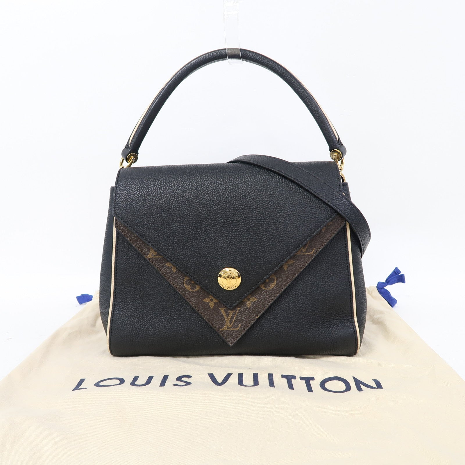 LOUIS VUITTON 【激減優惠】Monogram Double V金扣手挽肩背兩用袋黑色/啡色