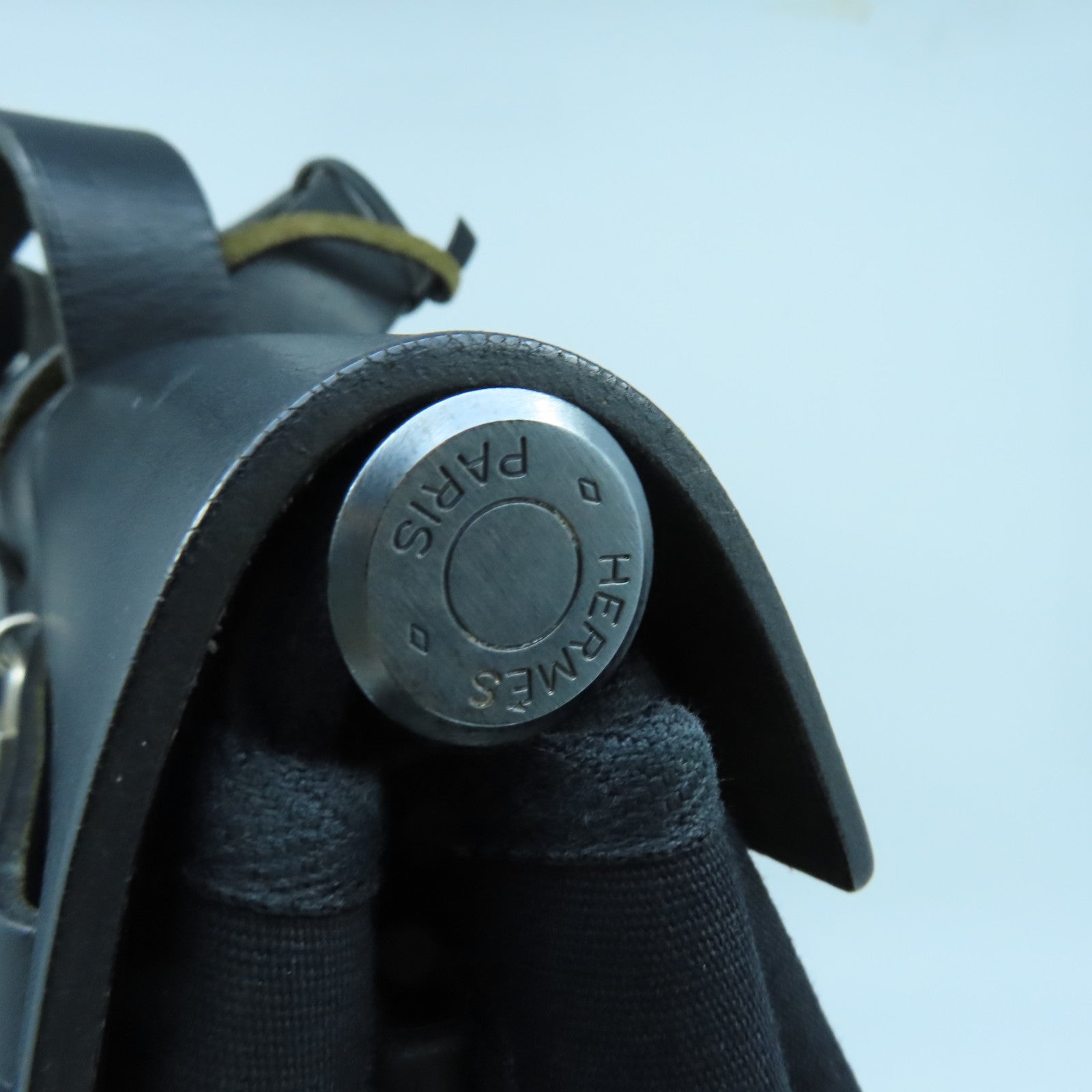 HERMES 帆布Herbag GM銀扣手挽肩背兩用袋黑色