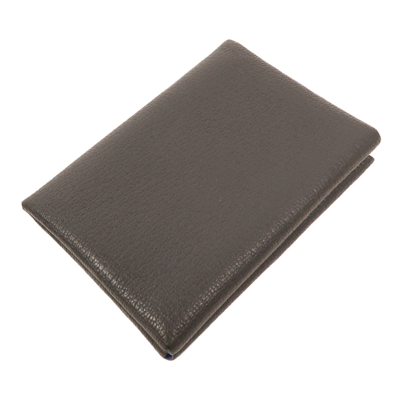 HERMES Chevre皮革Calvi Duo卡片套Graphite/Bleu Hydra