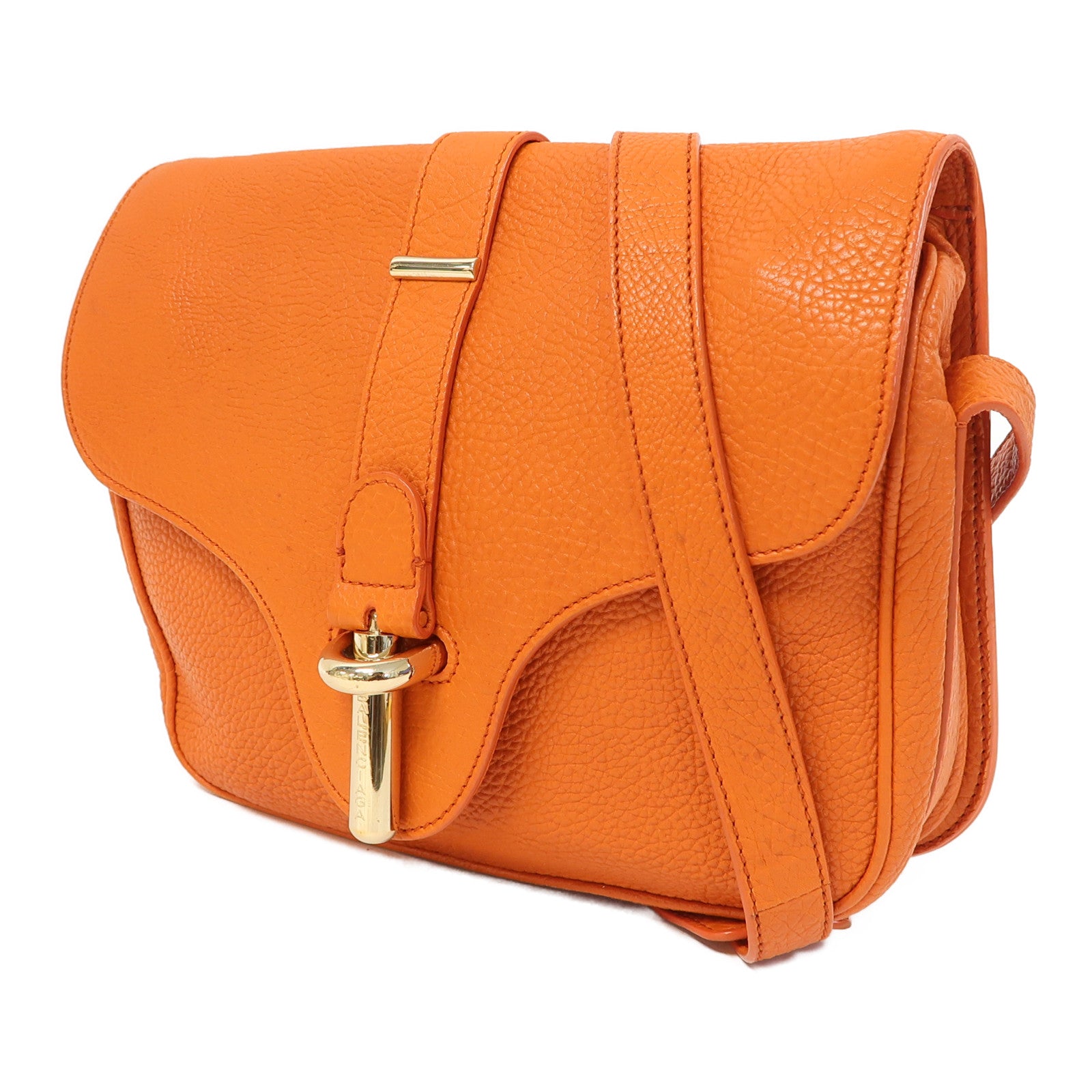 BALENCIAGA 牛皮皮革Shoulder Bag金扣肩背袋橙色