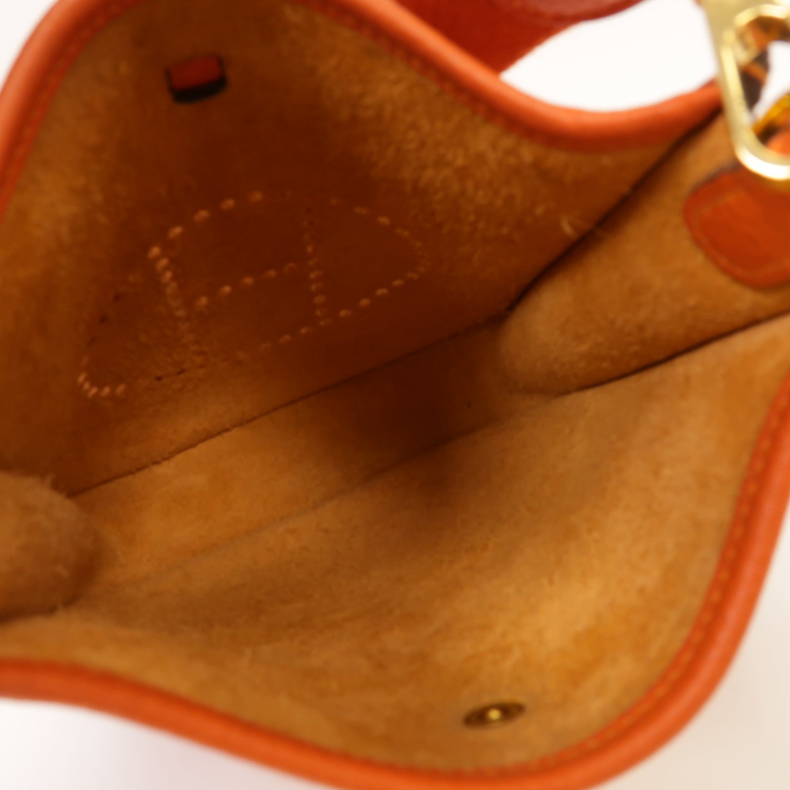 HERMES 【激減優惠】Clemence皮革Evelyne TPM Shoulder Bag金扣肩背袋火焰橘