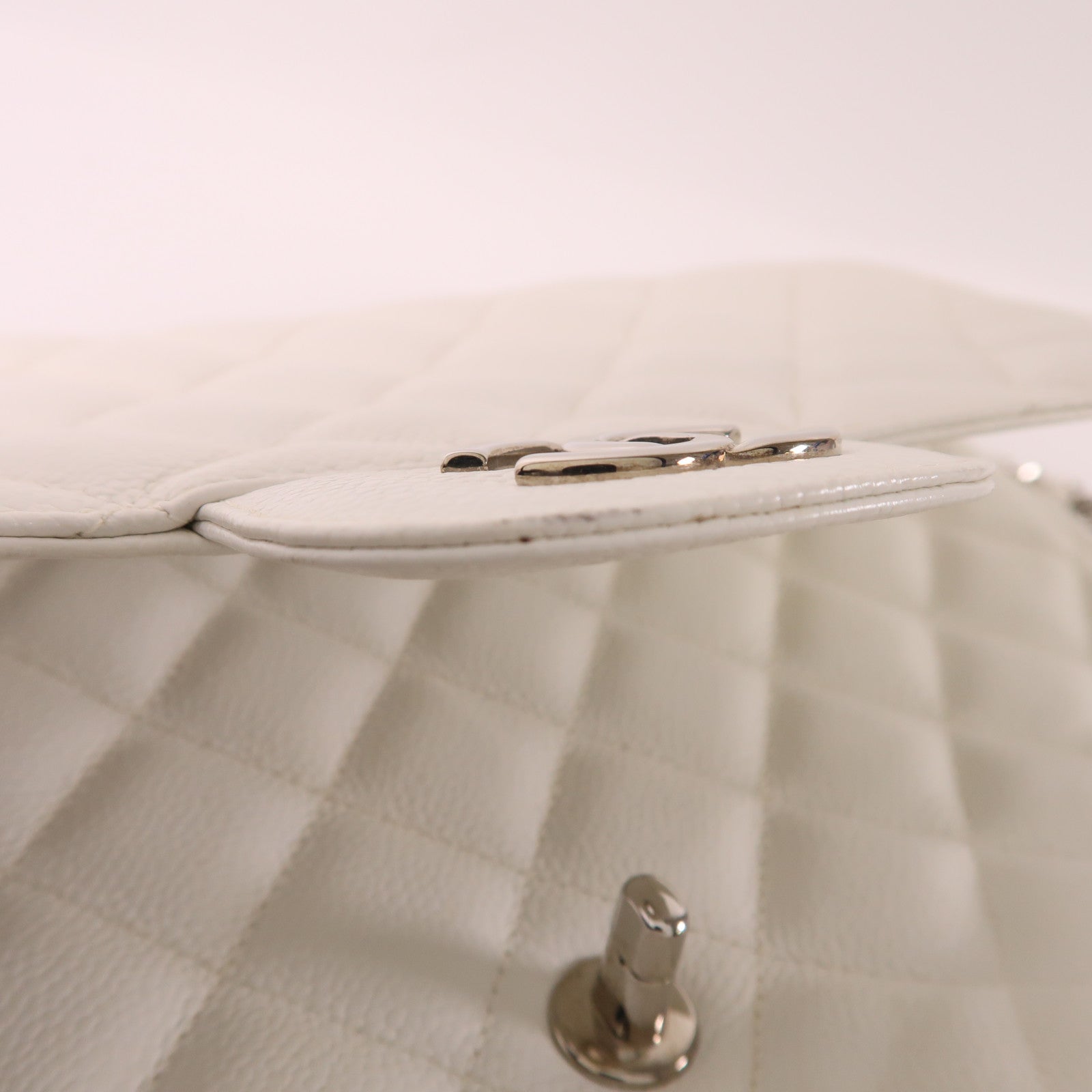 CHANEL 牛皮皮革Large Classic銀扣鏈帶肩背袋