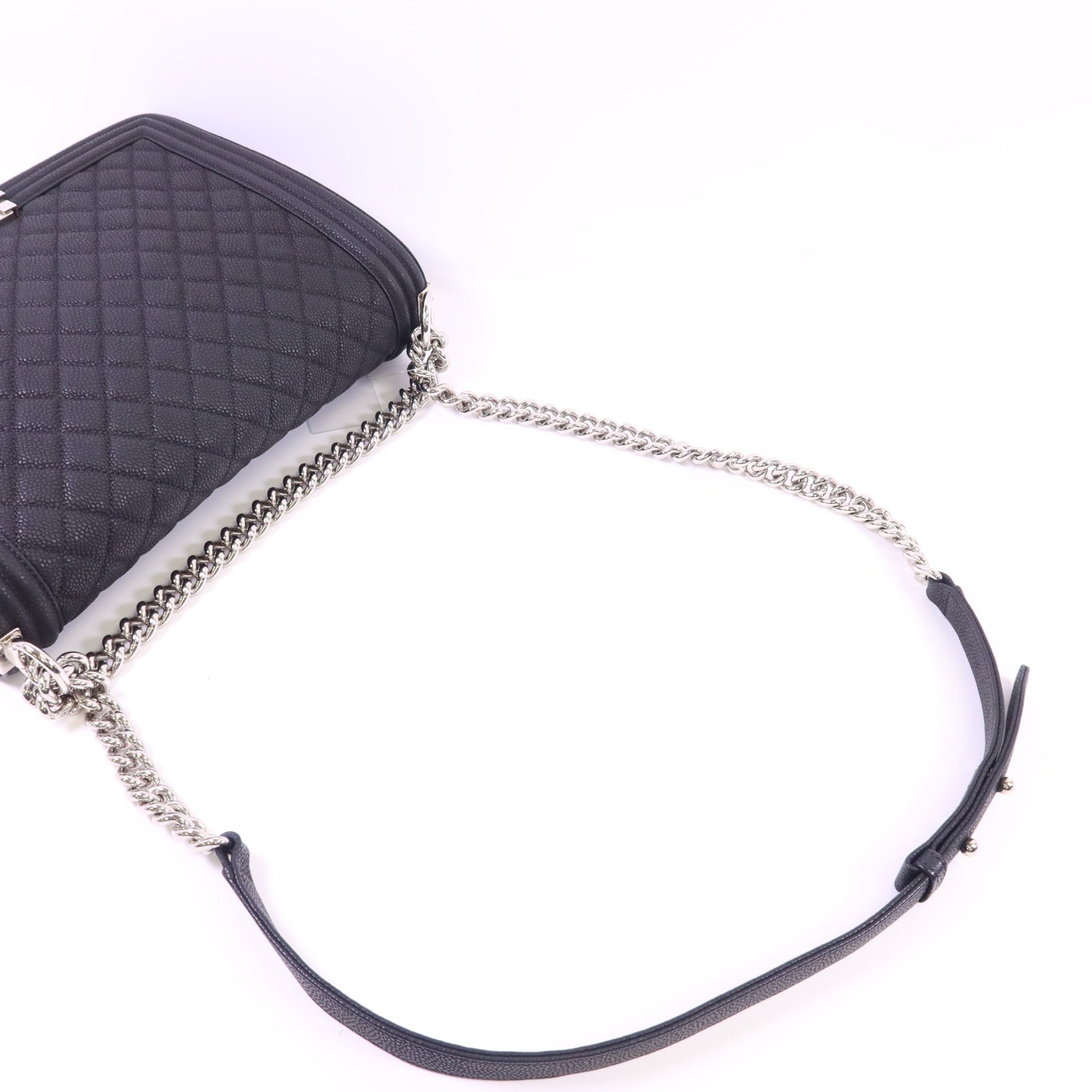 CHANEL 牛皮皮革Boy 30銀扣鏈帶肩背袋