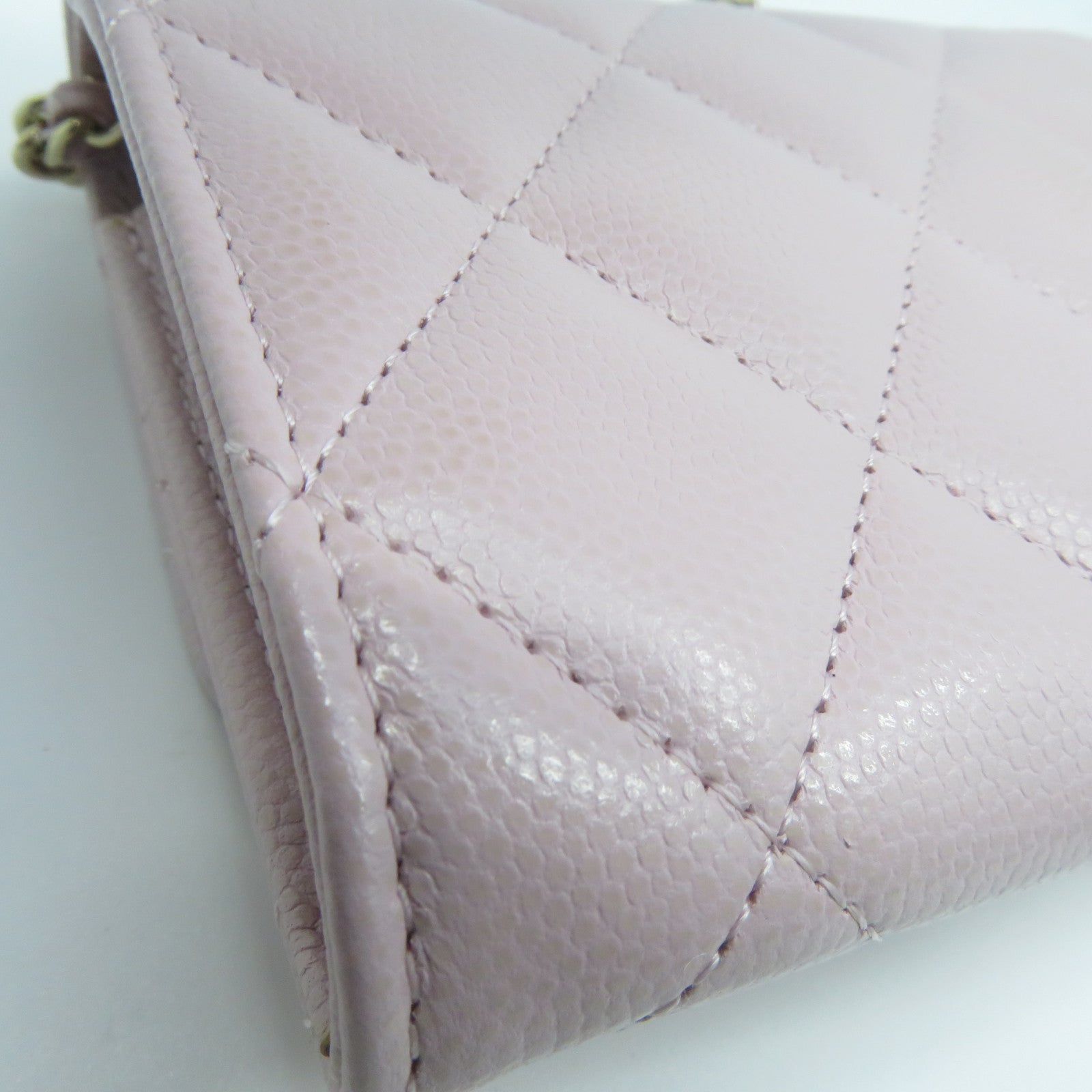 CHANEL 【激減優惠】菱格Caviar皮革Chain Shoulder金扣鏈帶肩背袋粉紅色