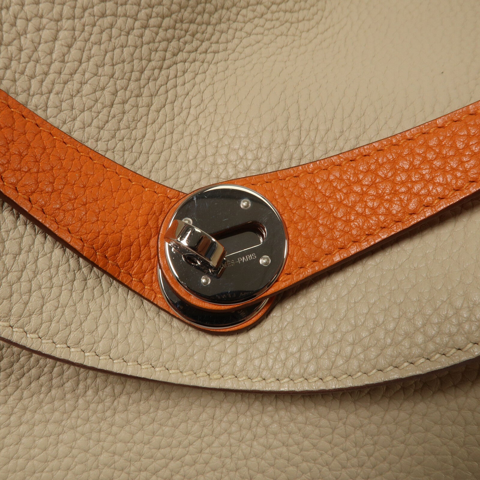 HERMES Clemence皮革Lindy 30手挽肩背兩用袋Parchemin/Orange