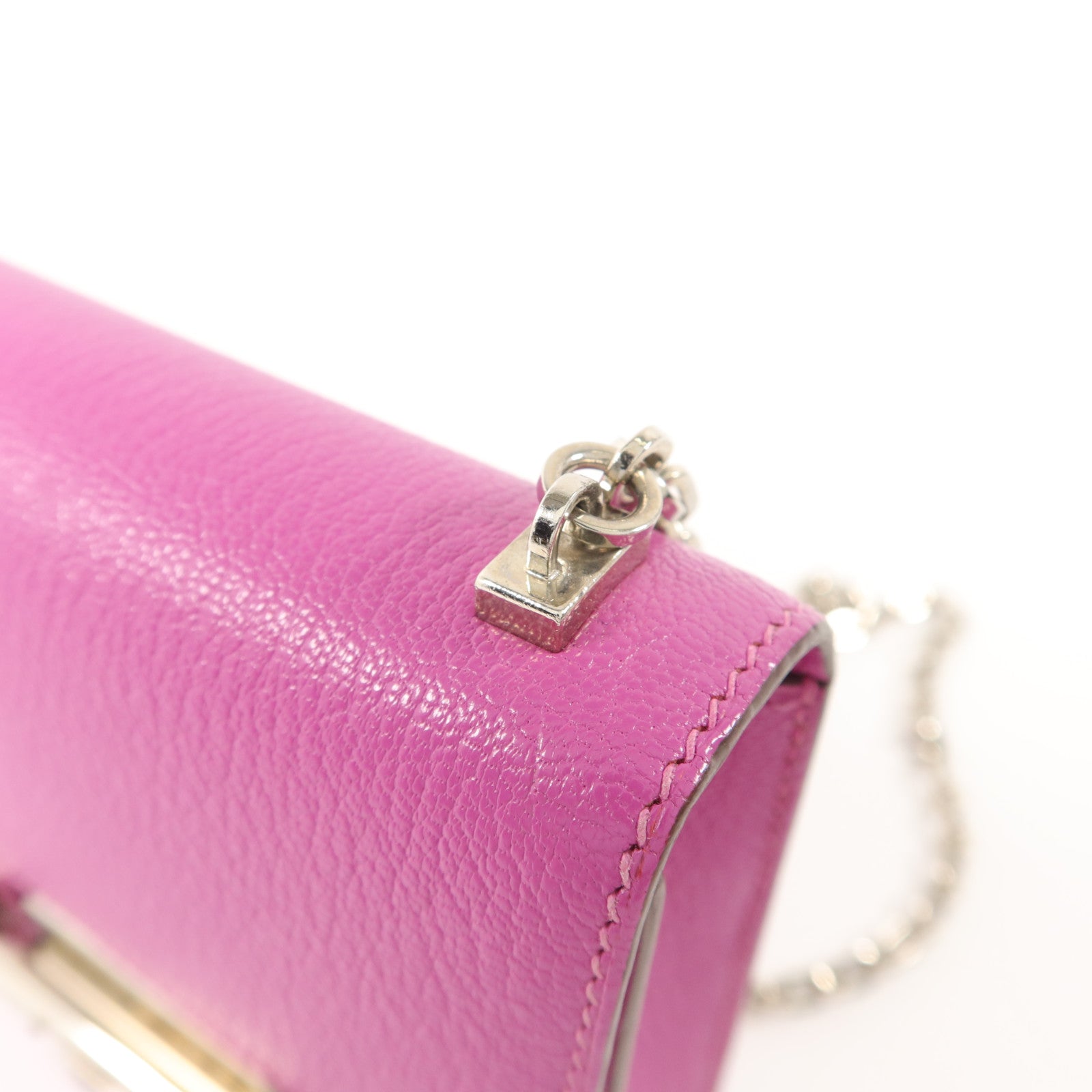 HERMES Chevre皮革Verrou Mini鏈帶肩背袋Rose Extreme