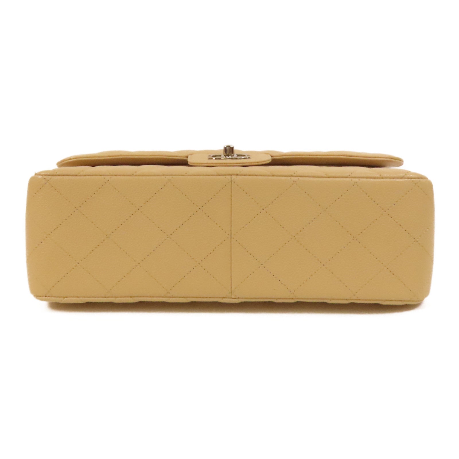 CHANEL 牛皮皮革Jumbo銀扣鏈帶肩背袋